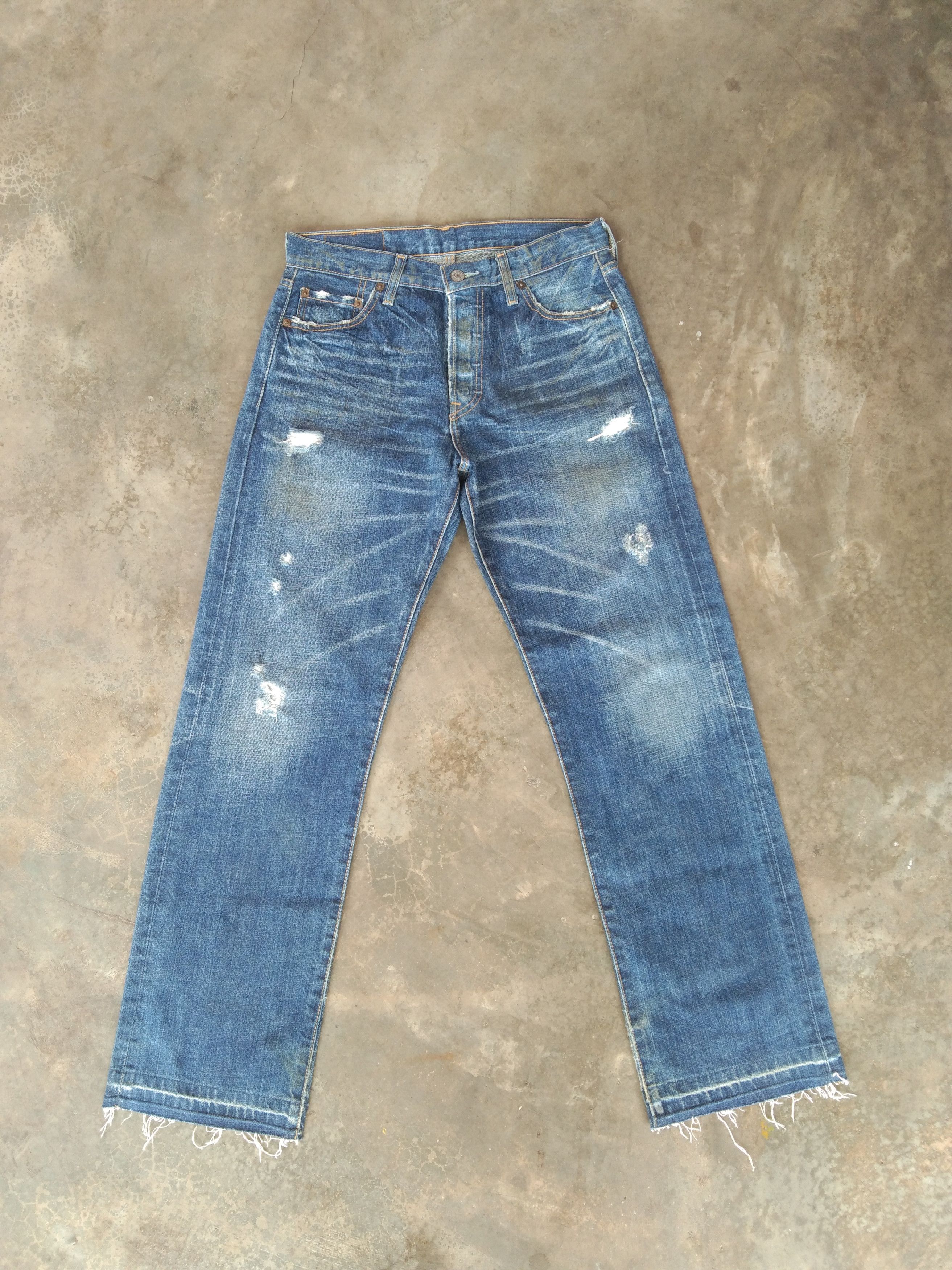 image of Levis x Vintage Levi's 501 Released Hem Distressed Jeans 29X29.5 in Blue, Men's