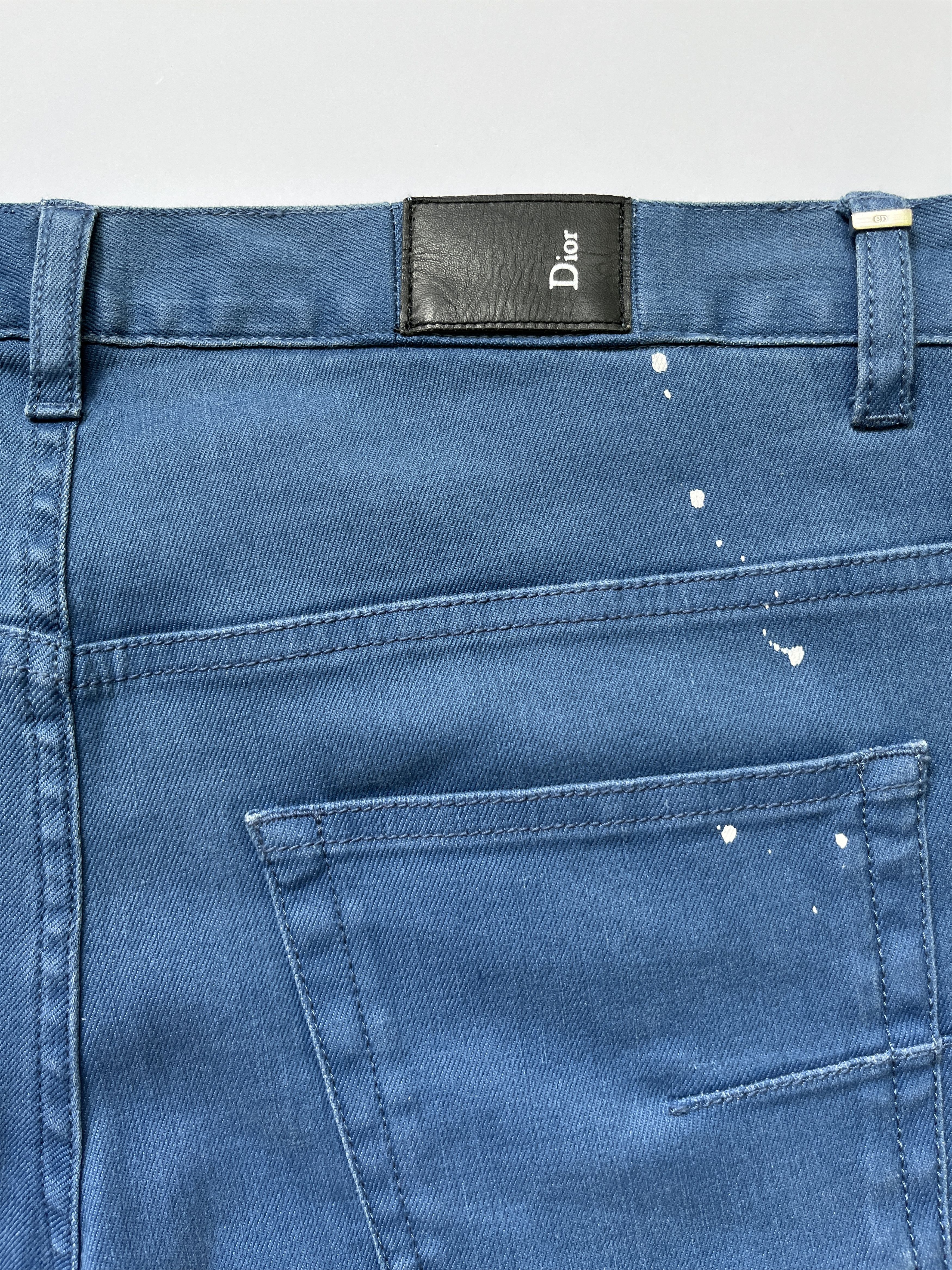 Dior × Hedi Slimane ⚡️QUICK SALE⚡️Dior Hedi Slimane Blue Paint Splattered Jeans Size US 33 - 3 Thumbnail