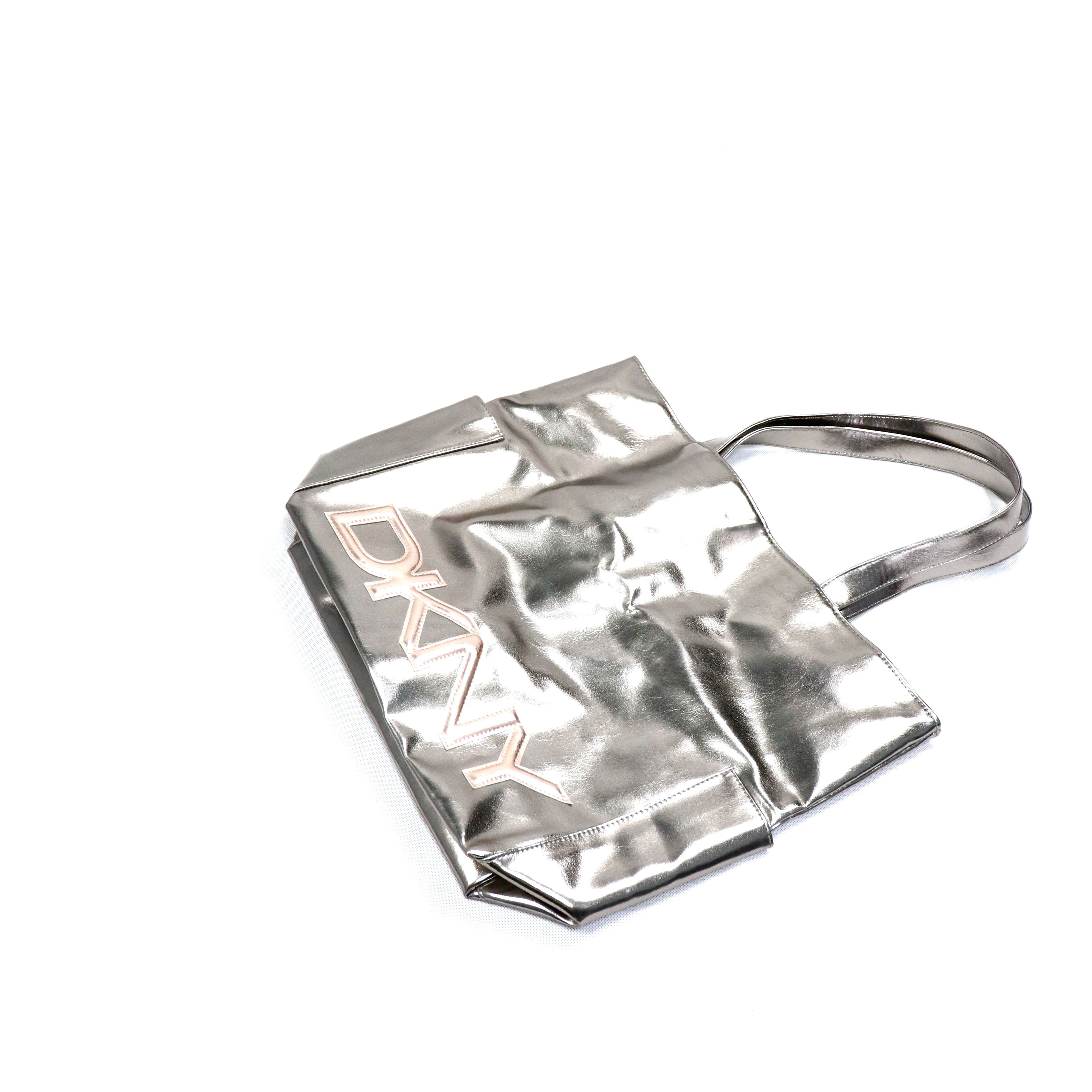 DKNY DKNY Silver Leather Tote Bag Size ONE SIZE - 2 Thumbnail