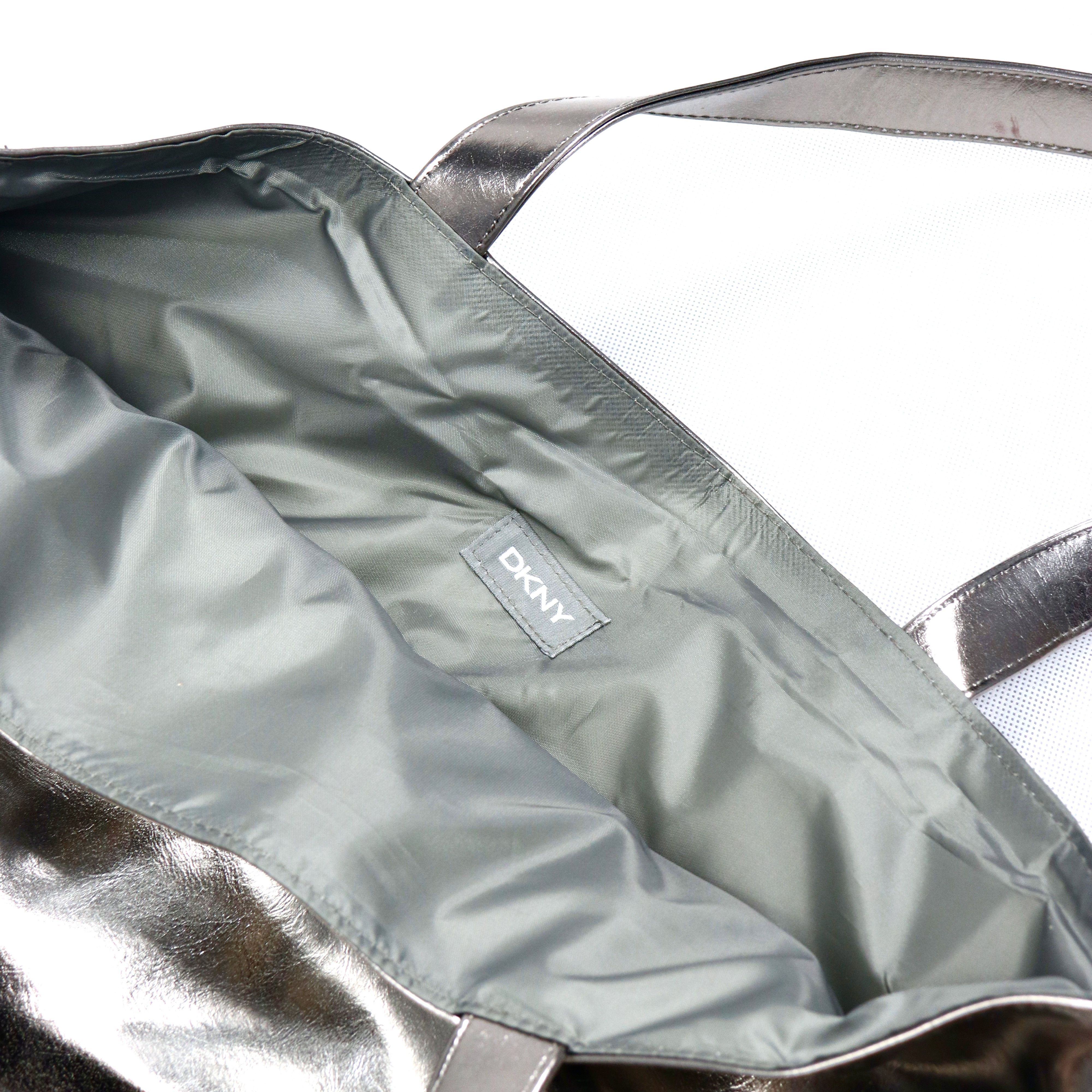 DKNY DKNY Silver Leather Tote Bag Size ONE SIZE - 3 Thumbnail