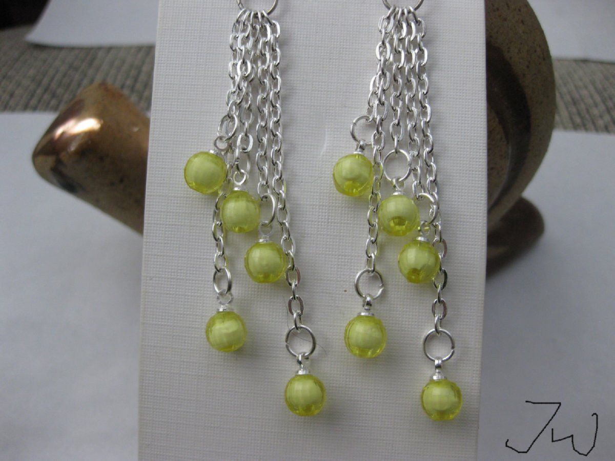 Handmade Yellow Crystal Beads Dangle Earrings Size ONE SIZE - 4 Thumbnail