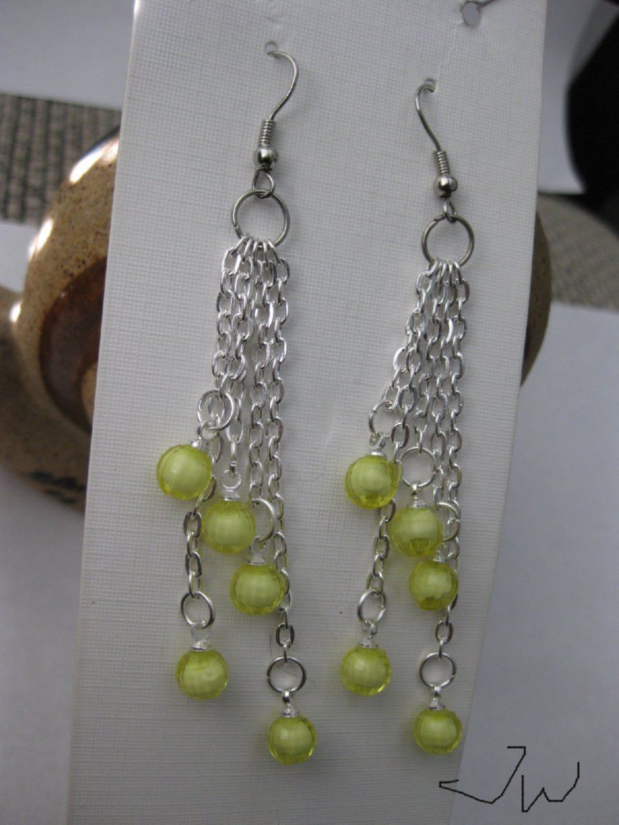 Handmade Yellow Crystal Beads Dangle Earrings Size ONE SIZE - 3 Thumbnail