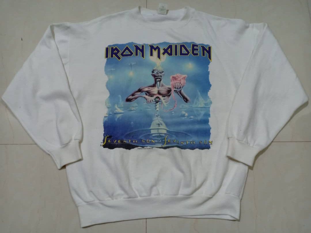 Band Tees × Iron Maiden × Vintage Vintage Iron Maiden Sweater Band Rock Tee ‘80s 7/20 Size US XL / EU 56 / 4 - 3 Thumbnail