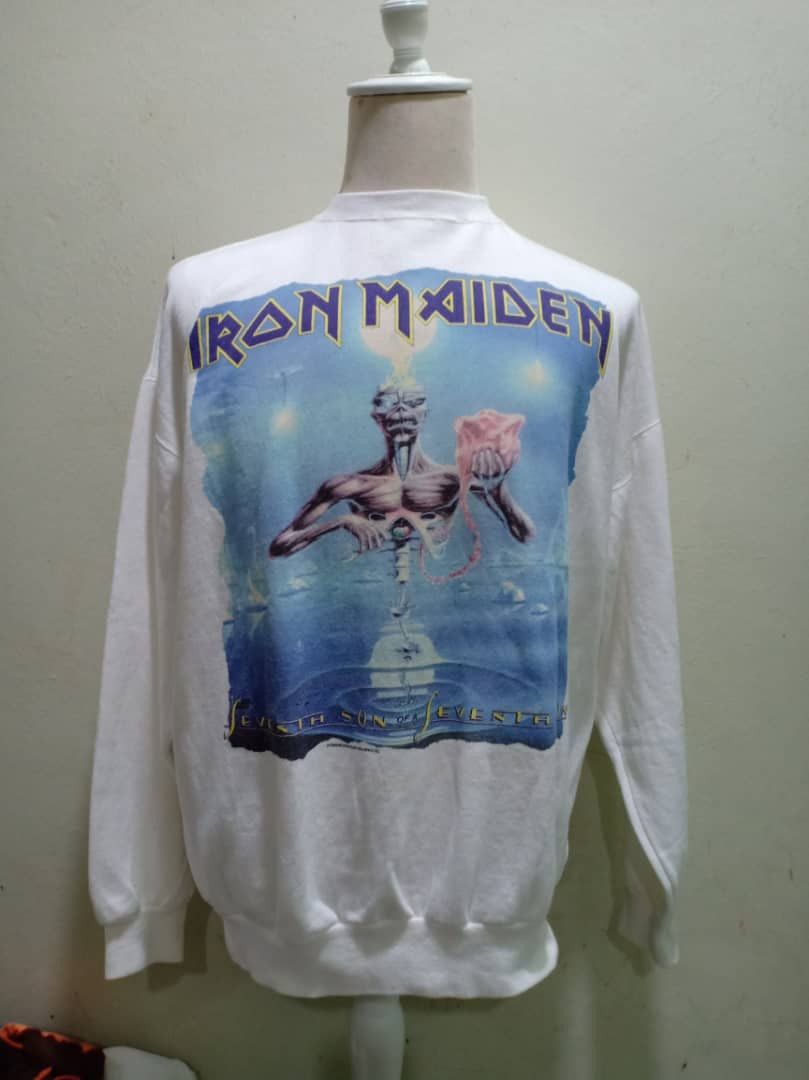 Band Tees × Iron Maiden × Vintage Vintage Iron Maiden Sweater Band Rock Tee ‘80s 7/20 Size US XL / EU 56 / 4 - 1 Thumbnail