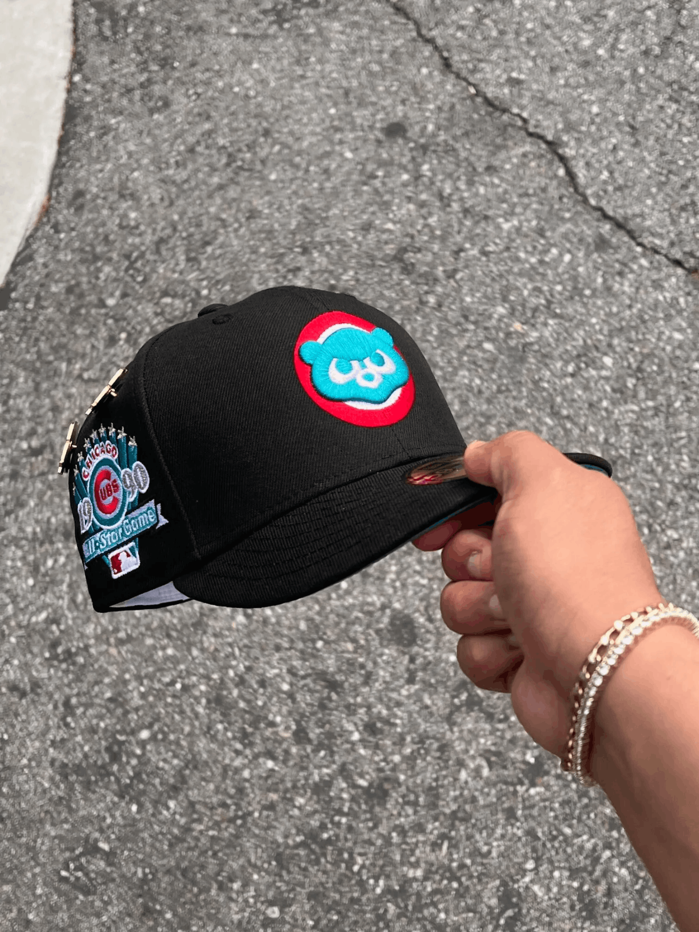 MLB × New Era Black Turquoise Chicago Cubs 7 1/8 1990 Alll Star Game ASG Size ONE SIZE - 8 Thumbnail