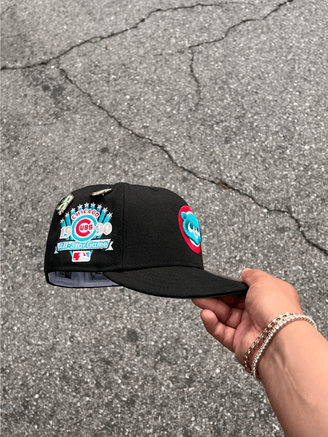 MLB × New Era Black Turquoise Chicago Cubs 7 1/8 1990 Alll Star Game ASG Size ONE SIZE - 12 Thumbnail