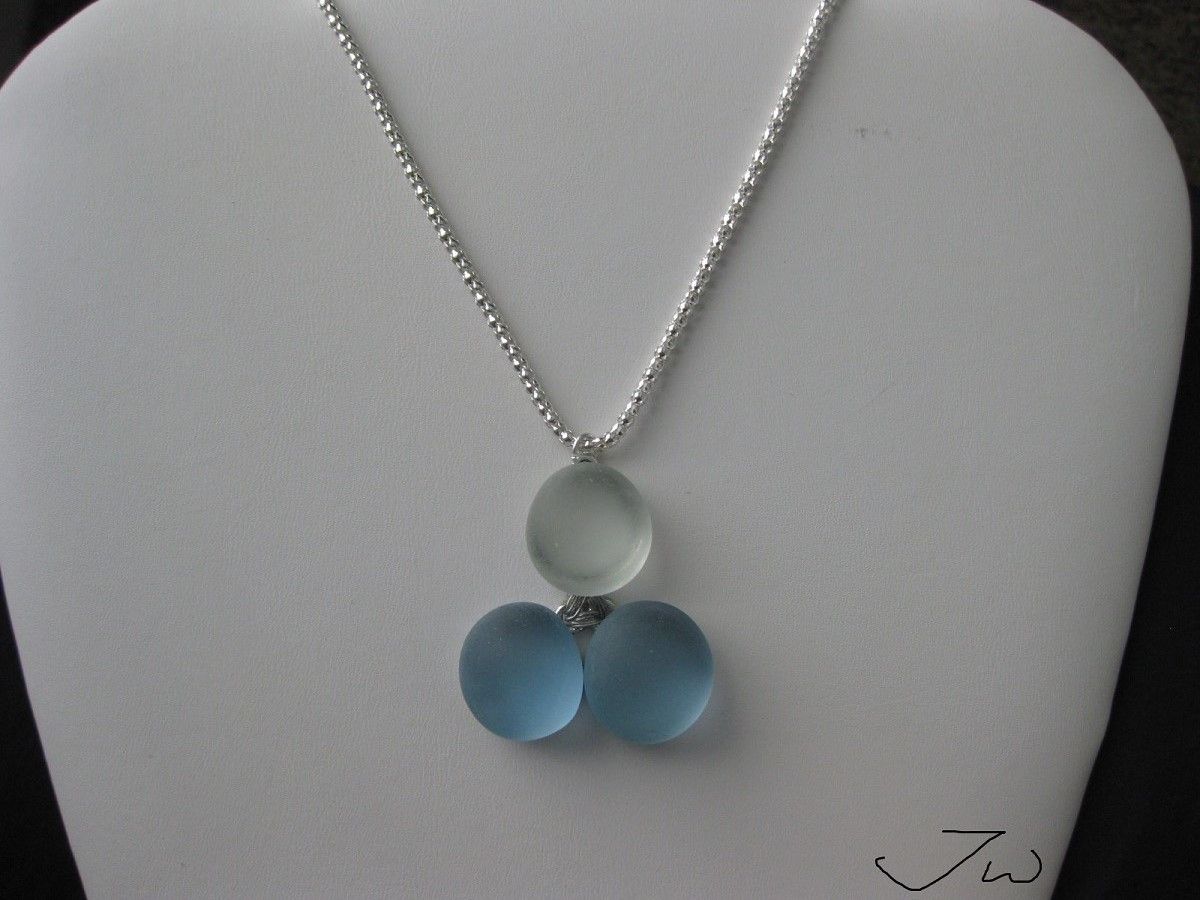 Handmade Round Sea Glass Chain Necklace Size ONE SIZE - 1 Thumbnail