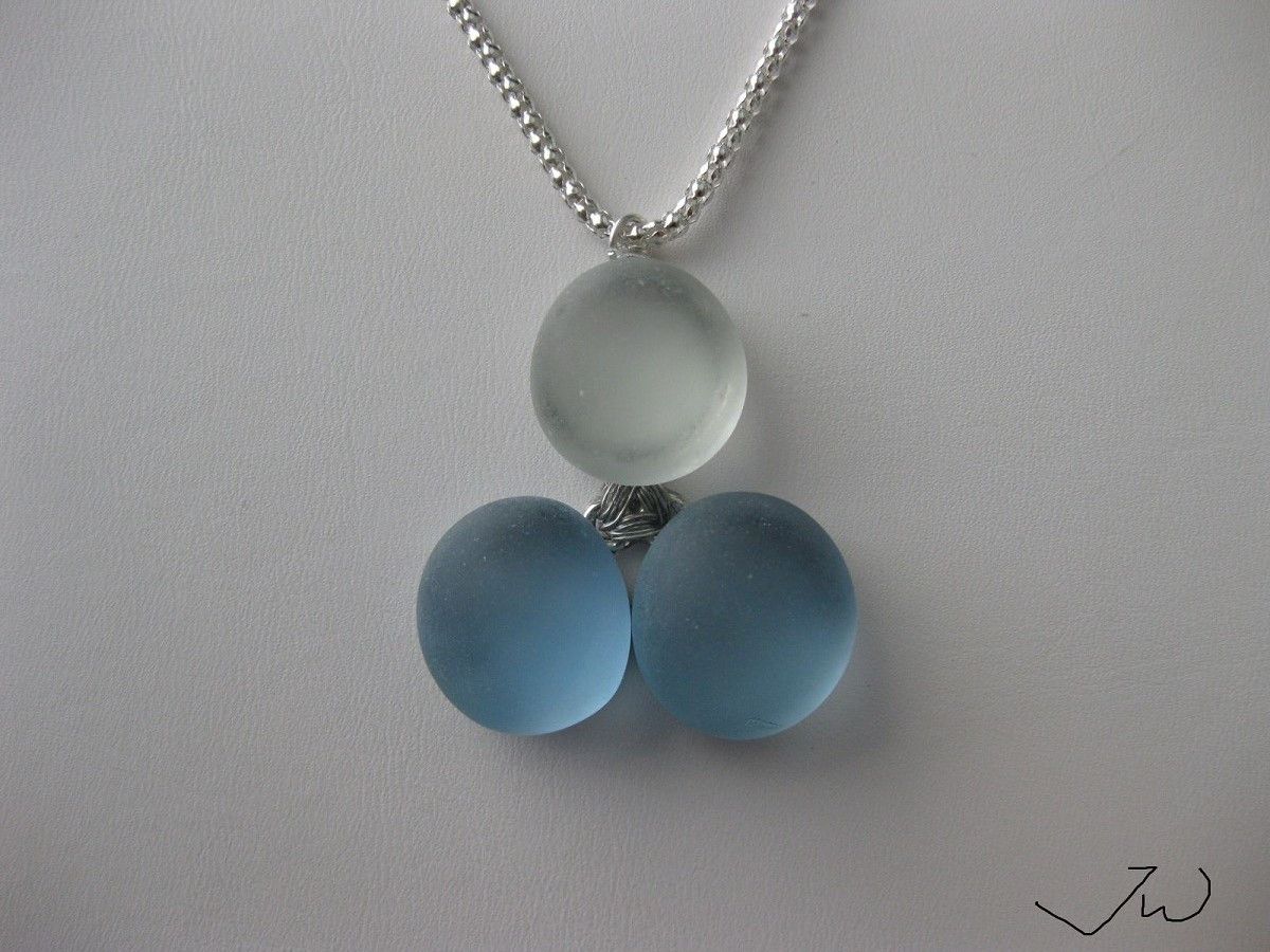 Handmade Round Sea Glass Chain Necklace Size ONE SIZE - 3 Thumbnail
