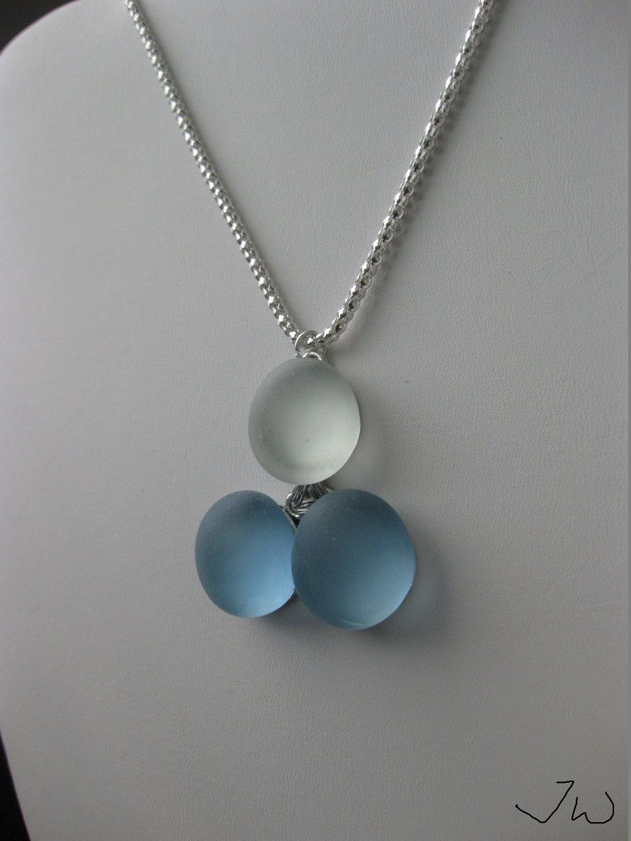 Handmade Round Sea Glass Chain Necklace Size ONE SIZE - 2 Thumbnail