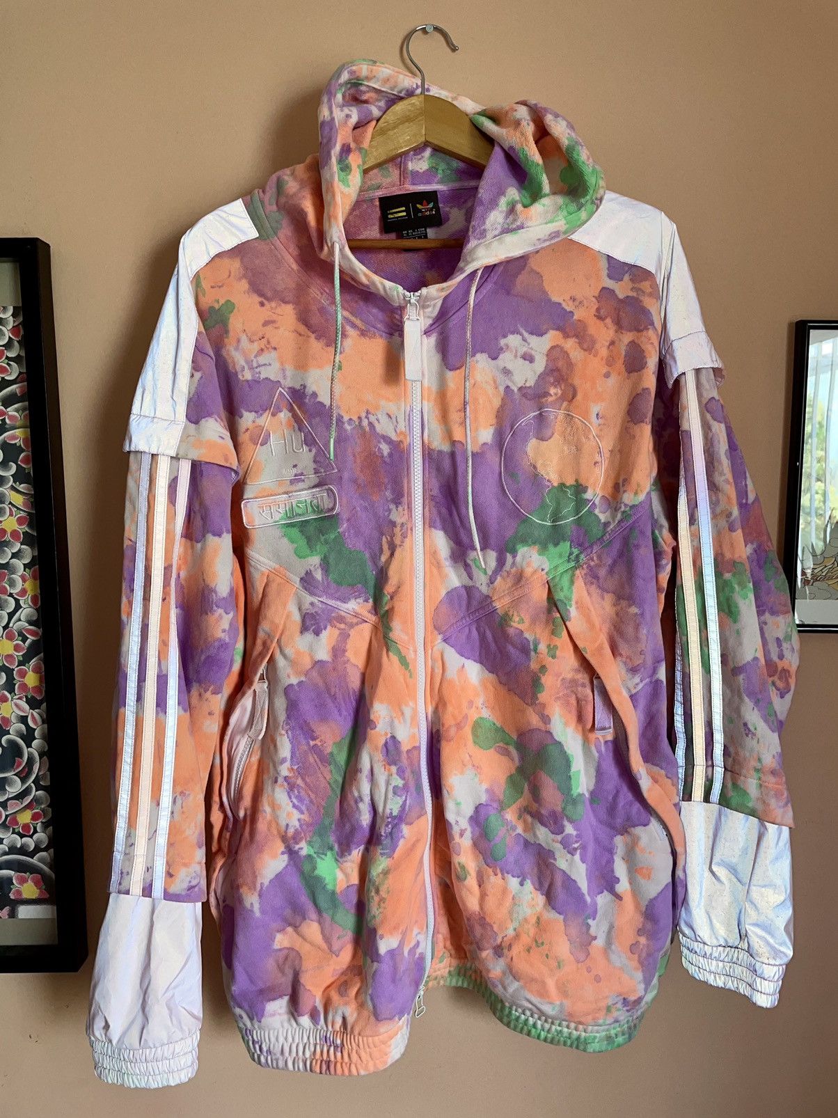 Image of Adidas Pharrell Williams Human Hu Reflective Tye Dye Jacket, Men's (Size XL)