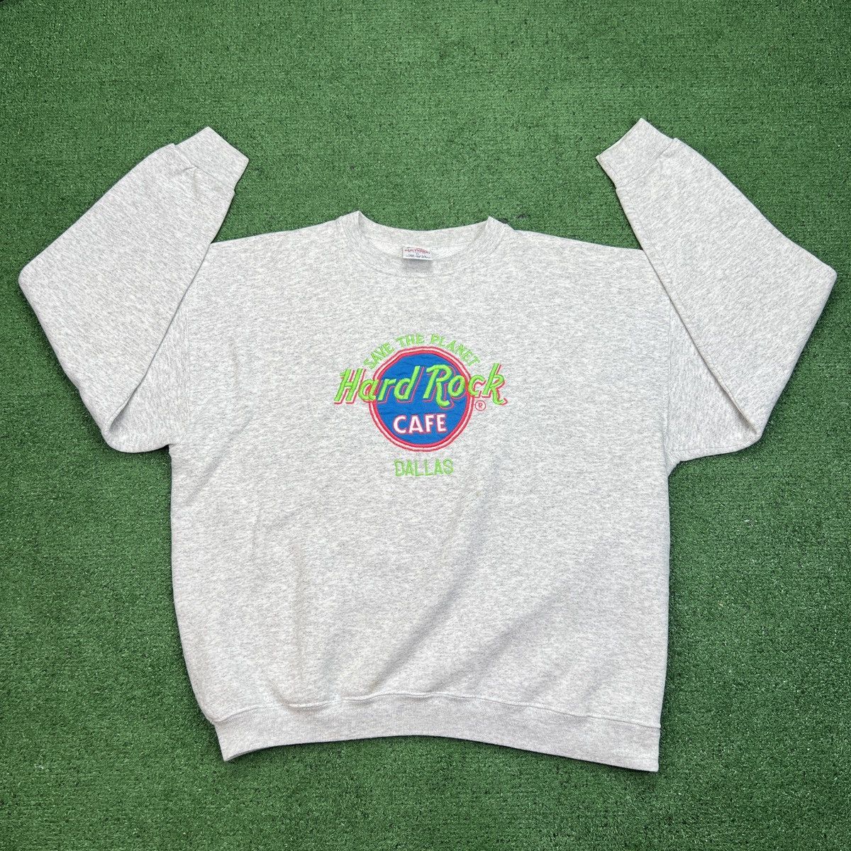 Hard Rock Cafe × Vintage Vintage HARD ROCK CAFE DALLAS “Save The Planet” Sweatshirt Size US XL / EU 56 / 4 - 3 Thumbnail