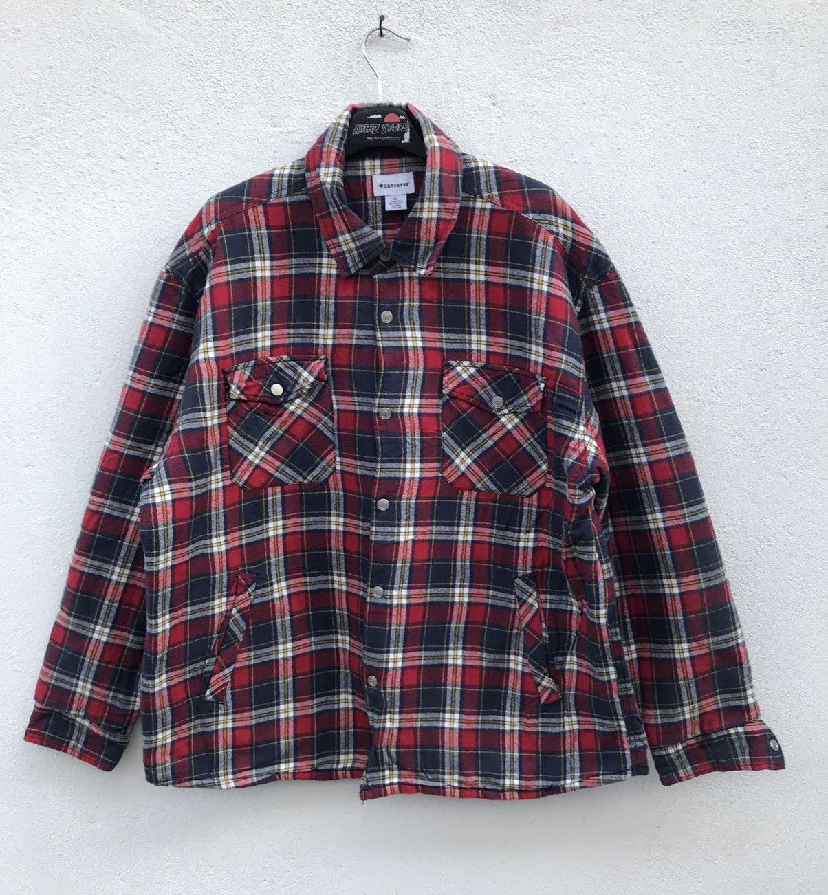 Converse Converse Checkered Plaid Quilted Lining Shirt Jacket Size US XXL / EU 58 / 5 - 1 Thumbnail