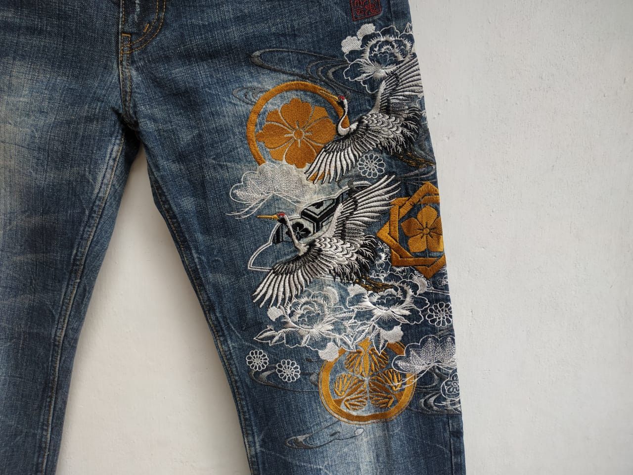 Japanese Brand Karakuri Tamashi Japan, Embroidery Jeans Size US 30 / EU 46 - 12 Thumbnail