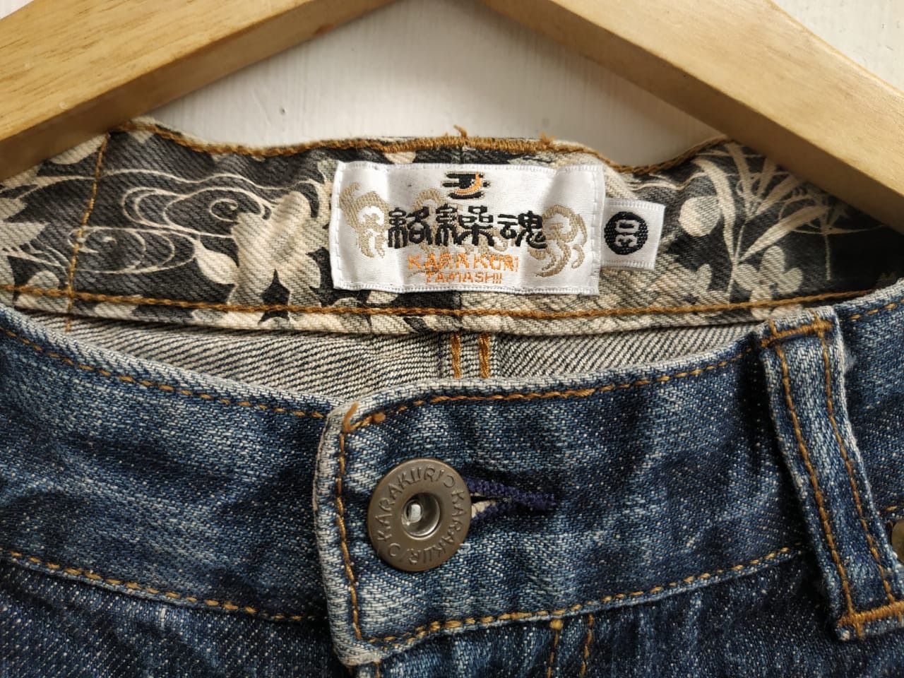 Japanese Brand Karakuri Tamashi Japan, Embroidery Jeans Size US 30 / EU 46 - 10 Thumbnail