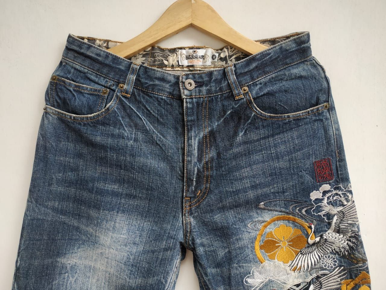 Japanese Brand Karakuri Tamashi Japan, Embroidery Jeans Size US 30 / EU 46 - 9 Thumbnail
