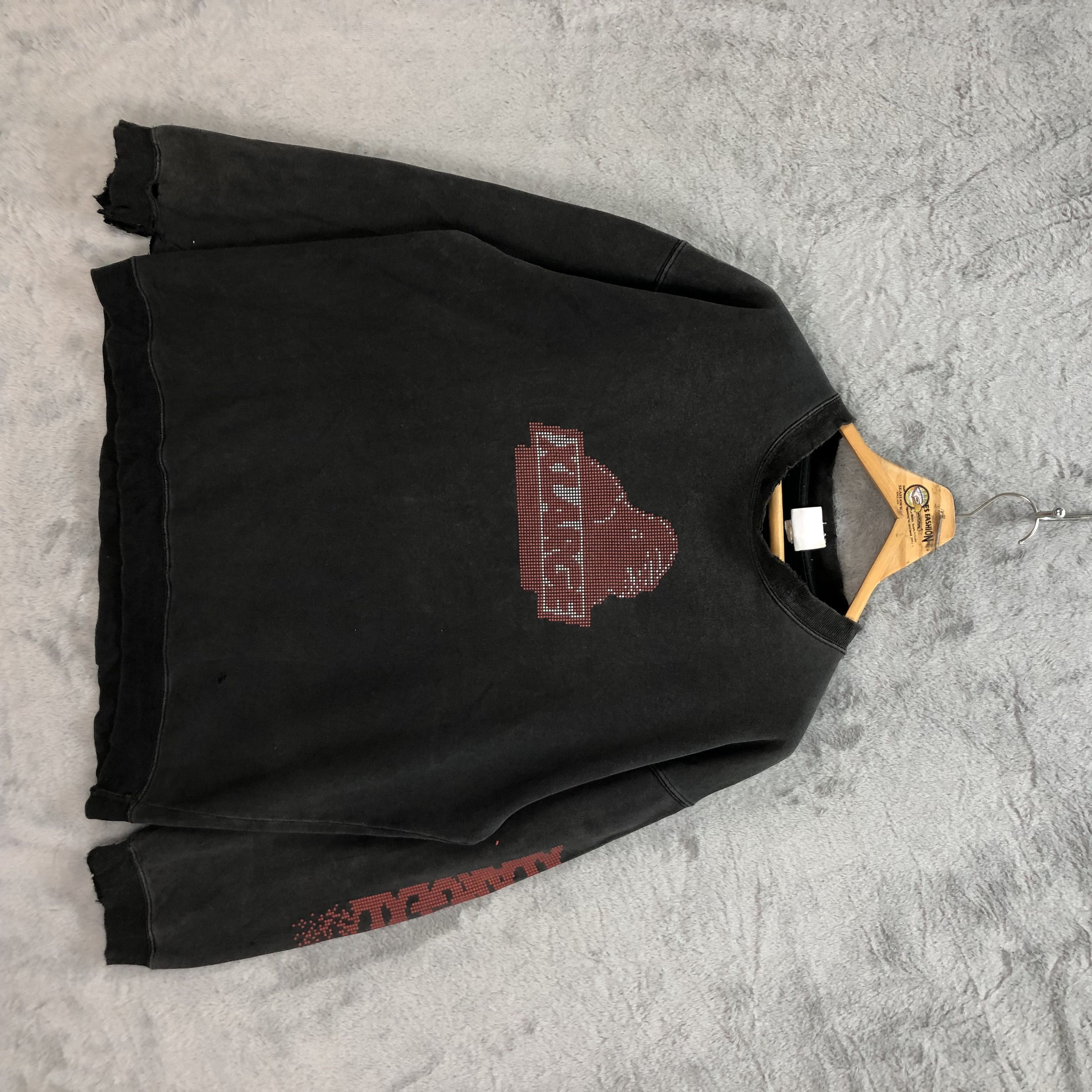 image of Vintage x Xlarge Trashed Xlarge Big Logo Sweatshirts 5231-180 in Faded Black, Men's