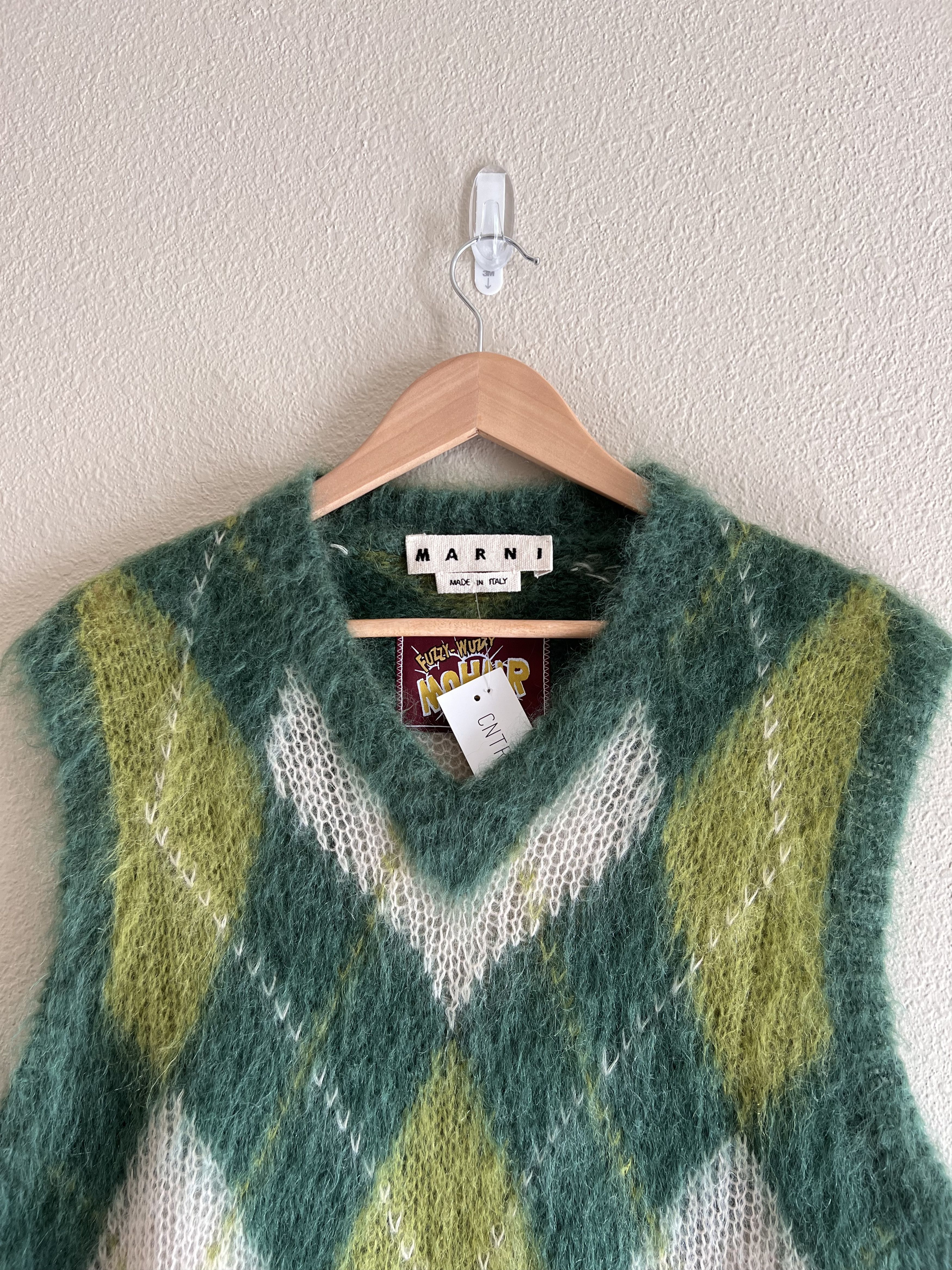 Marni Marni Mohair Argyle Sweater Vest in Green Size US M / EU 48-50 / 2 - 2 Thumbnail