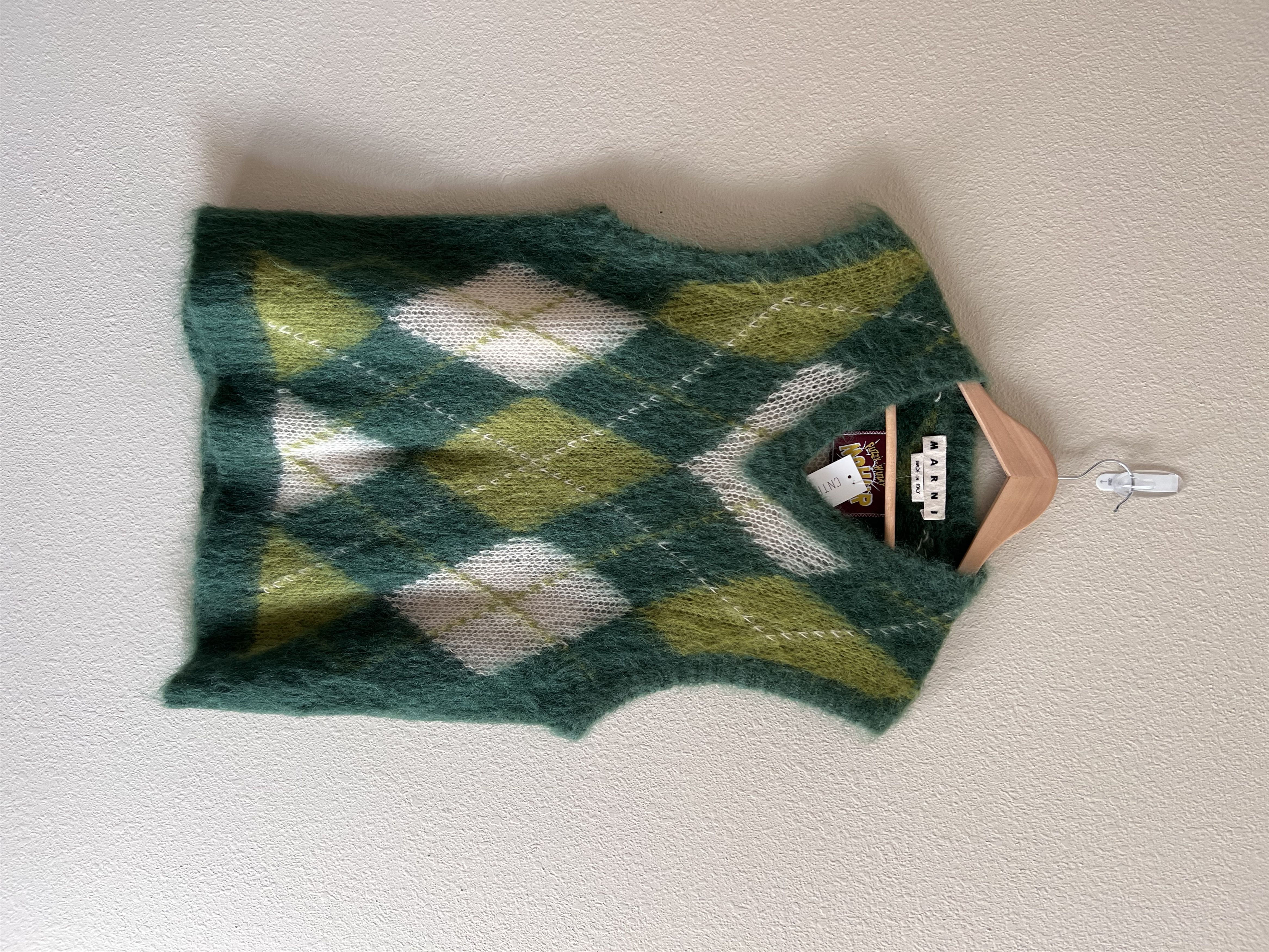 Pre-owned Marni Mohair Argyle Sweater Vest In Green