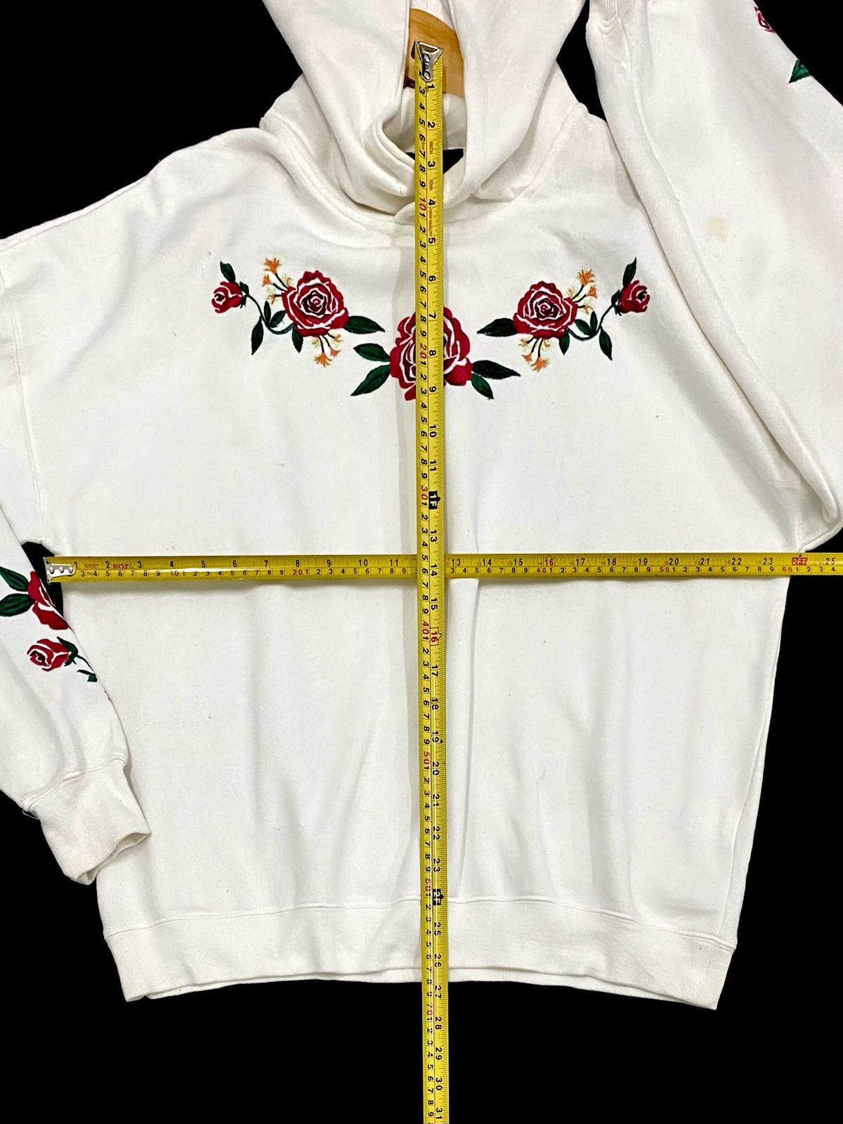 Japanese Brand ENGLAND RETRO WHITE HOODIE WITH EMBROIDERY ROSE 🌹 Size US L / EU 52-54 / 3 - 13 Thumbnail