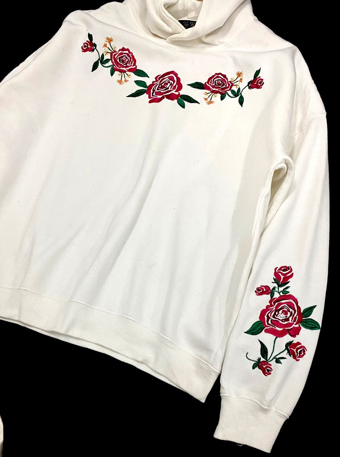 Japanese Brand ENGLAND RETRO WHITE HOODIE WITH EMBROIDERY ROSE 🌹 Size US L / EU 52-54 / 3 - 4 Thumbnail