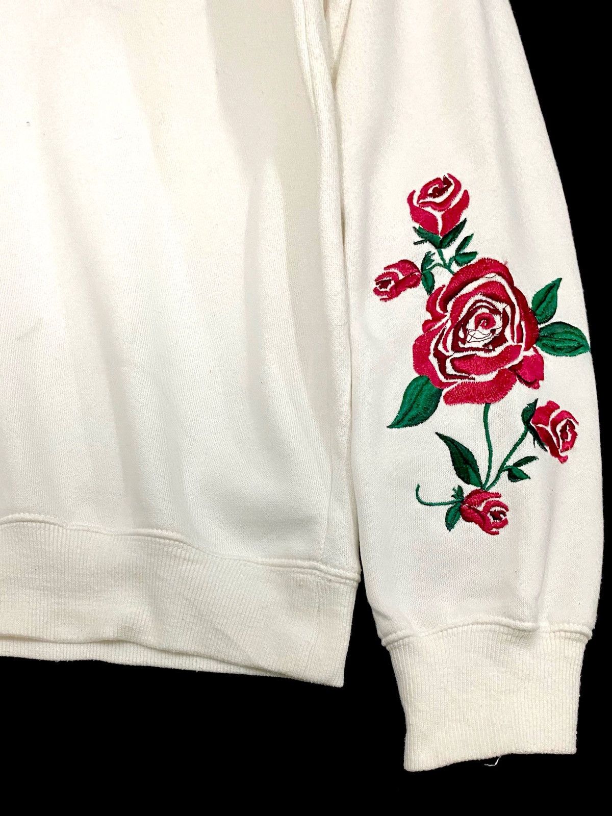 Japanese Brand ENGLAND RETRO WHITE HOODIE WITH EMBROIDERY ROSE 🌹 Size US L / EU 52-54 / 3 - 6 Thumbnail