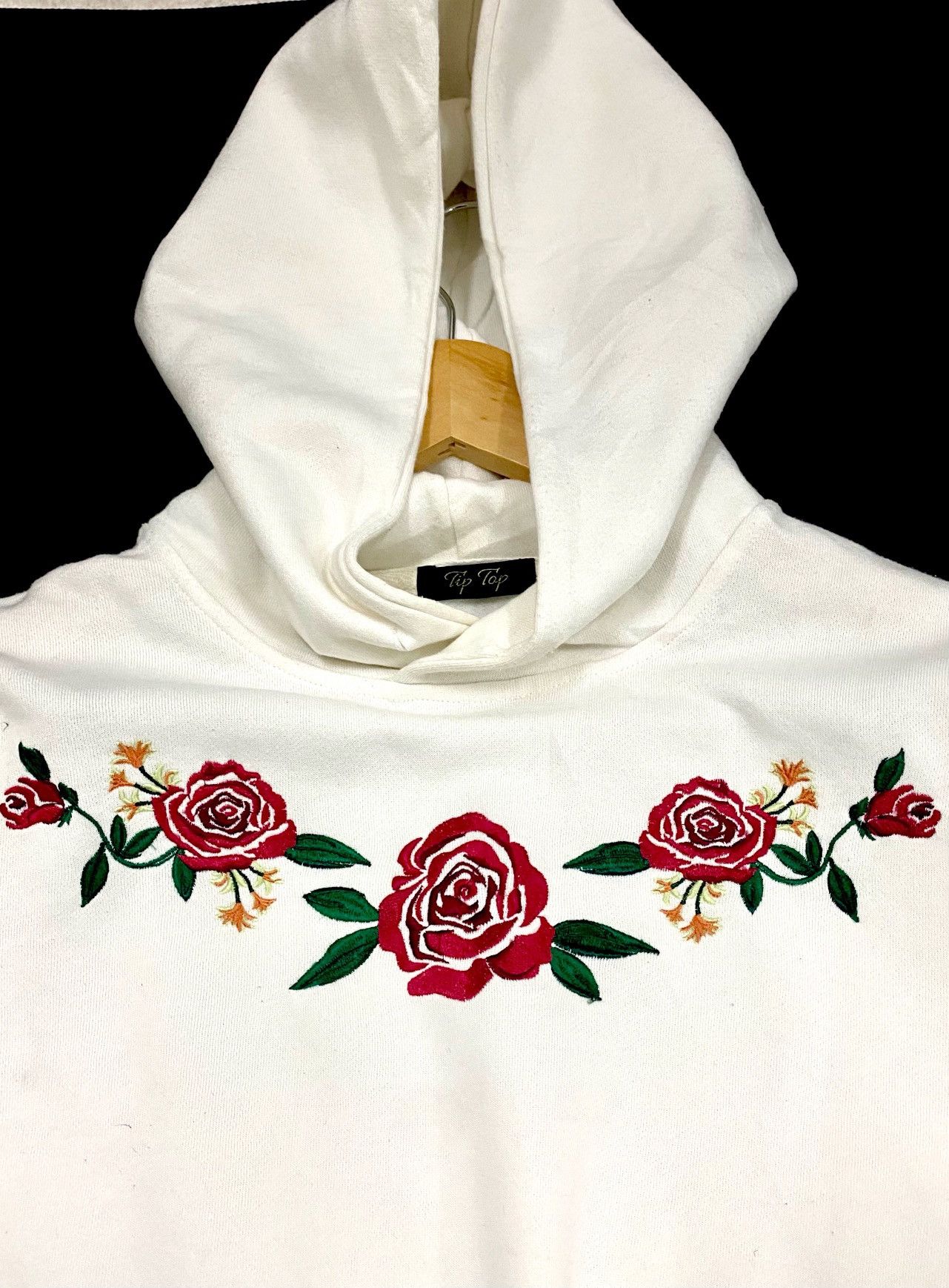 Japanese Brand ENGLAND RETRO WHITE HOODIE WITH EMBROIDERY ROSE 🌹 Size US L / EU 52-54 / 3 - 3 Thumbnail
