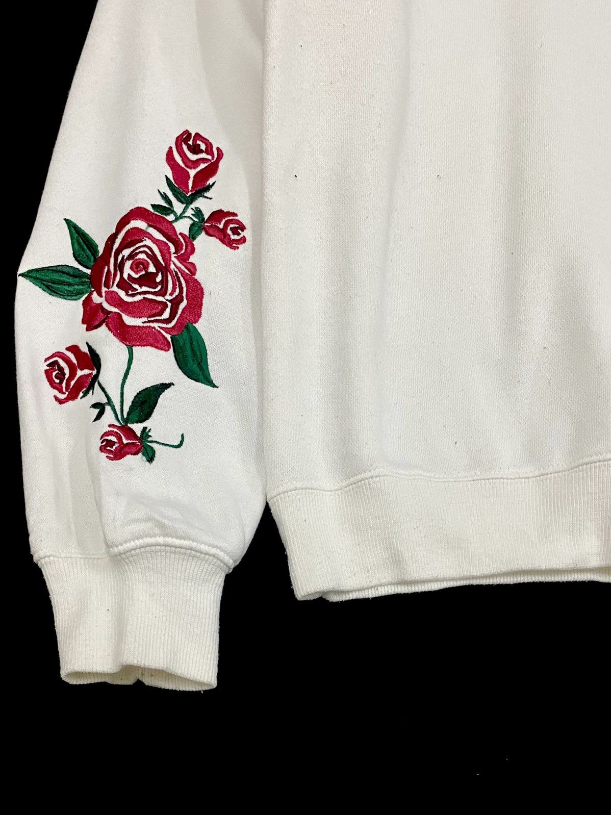 Japanese Brand ENGLAND RETRO WHITE HOODIE WITH EMBROIDERY ROSE 🌹 Size US L / EU 52-54 / 3 - 7 Thumbnail