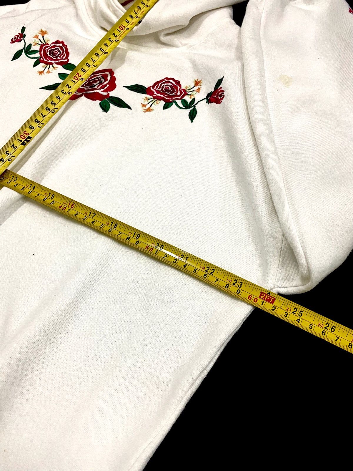 Japanese Brand ENGLAND RETRO WHITE HOODIE WITH EMBROIDERY ROSE 🌹 Size US L / EU 52-54 / 3 - 14 Thumbnail