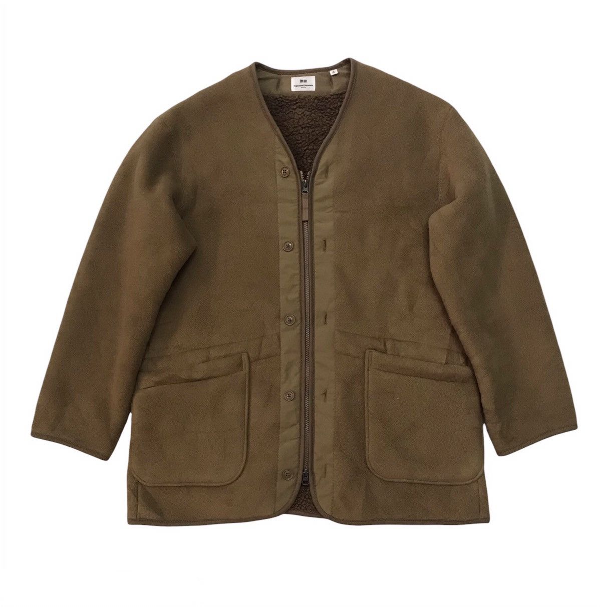 Brown Uniqlo X Engineered Garments Fleece Collarless Coat