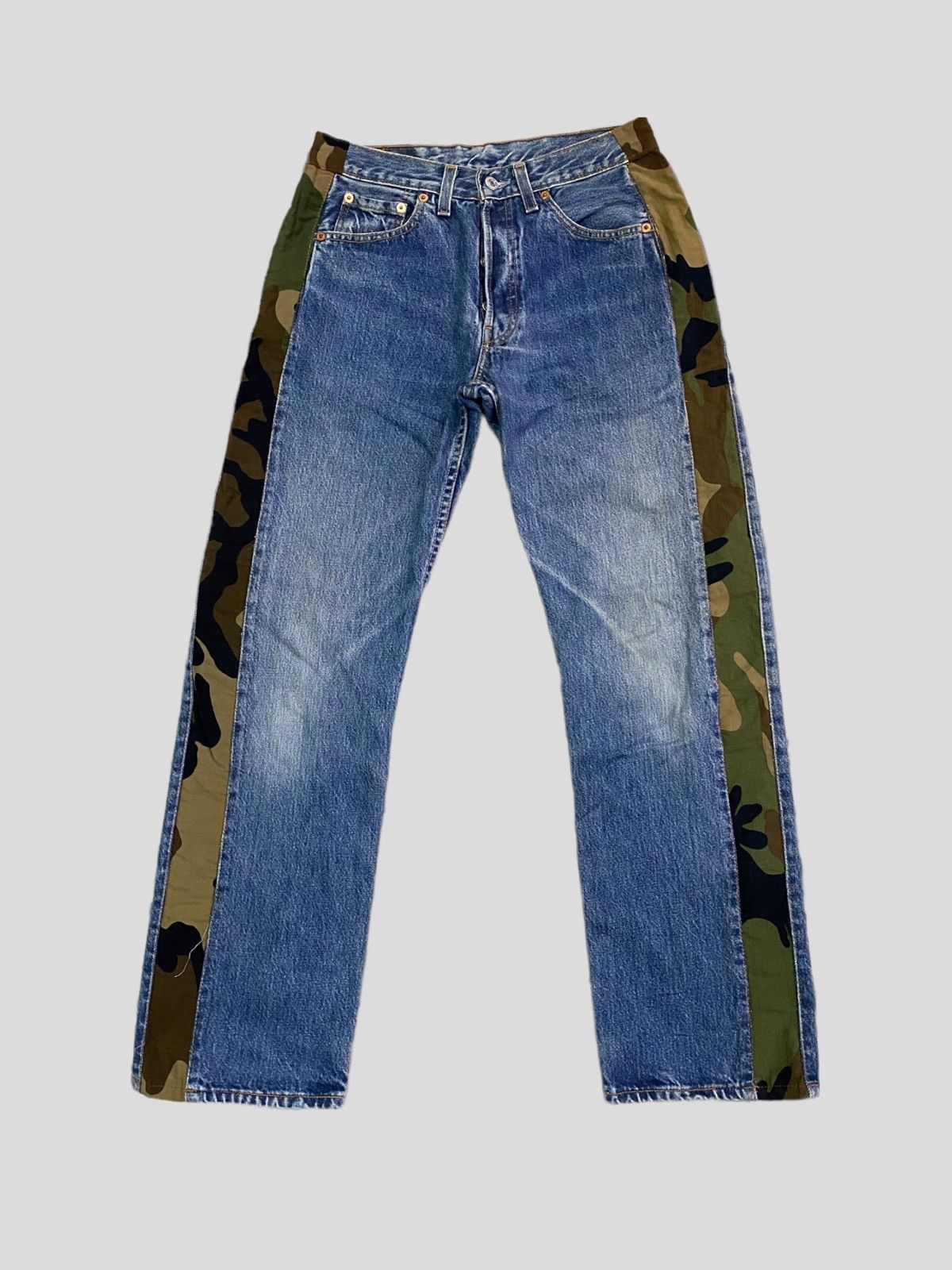 Levi's × Vintage Vintage LEVIS 501 Custom Camo Reconstructed Hybrid Denim Size US 28 / EU 44 - 1 Thumbnail