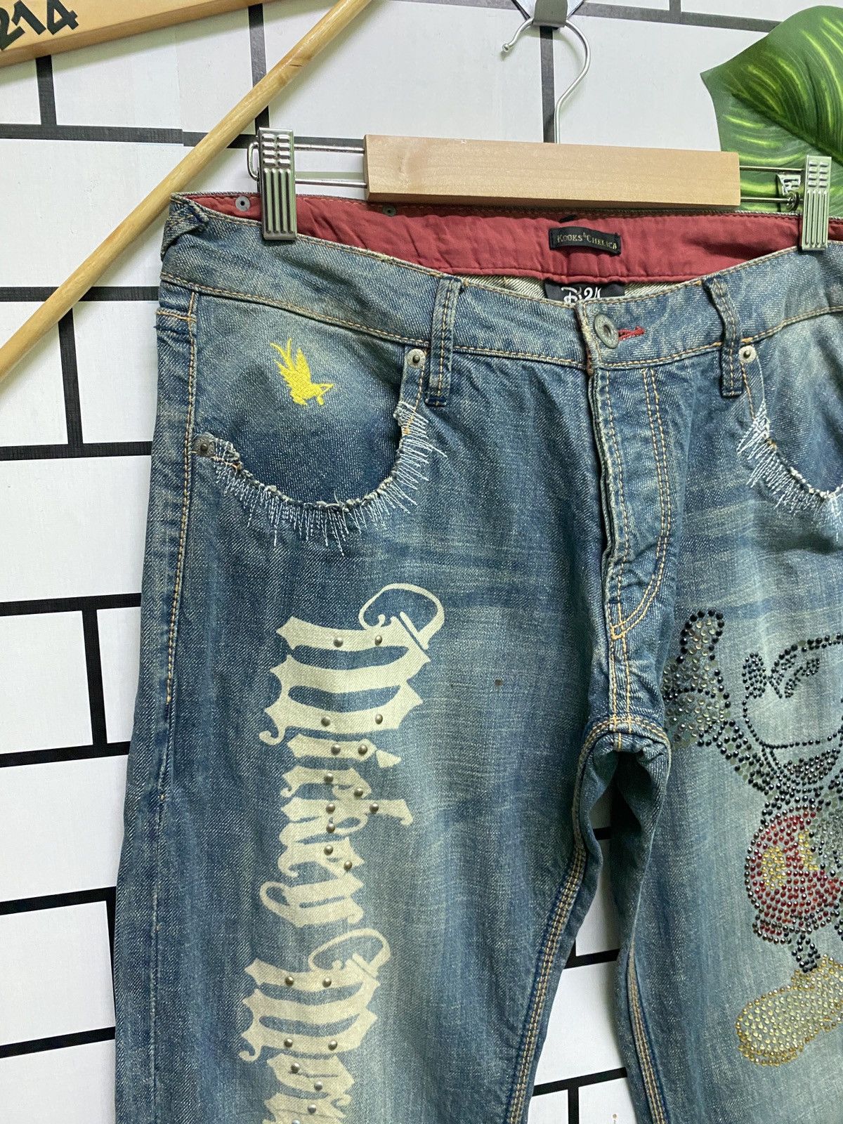 Designer × Disney × Japanese Brand Japan KOOK & CHELICA Mickey Mouse Design Low Rise Denim Size US 30 / EU 46 - 6 Thumbnail