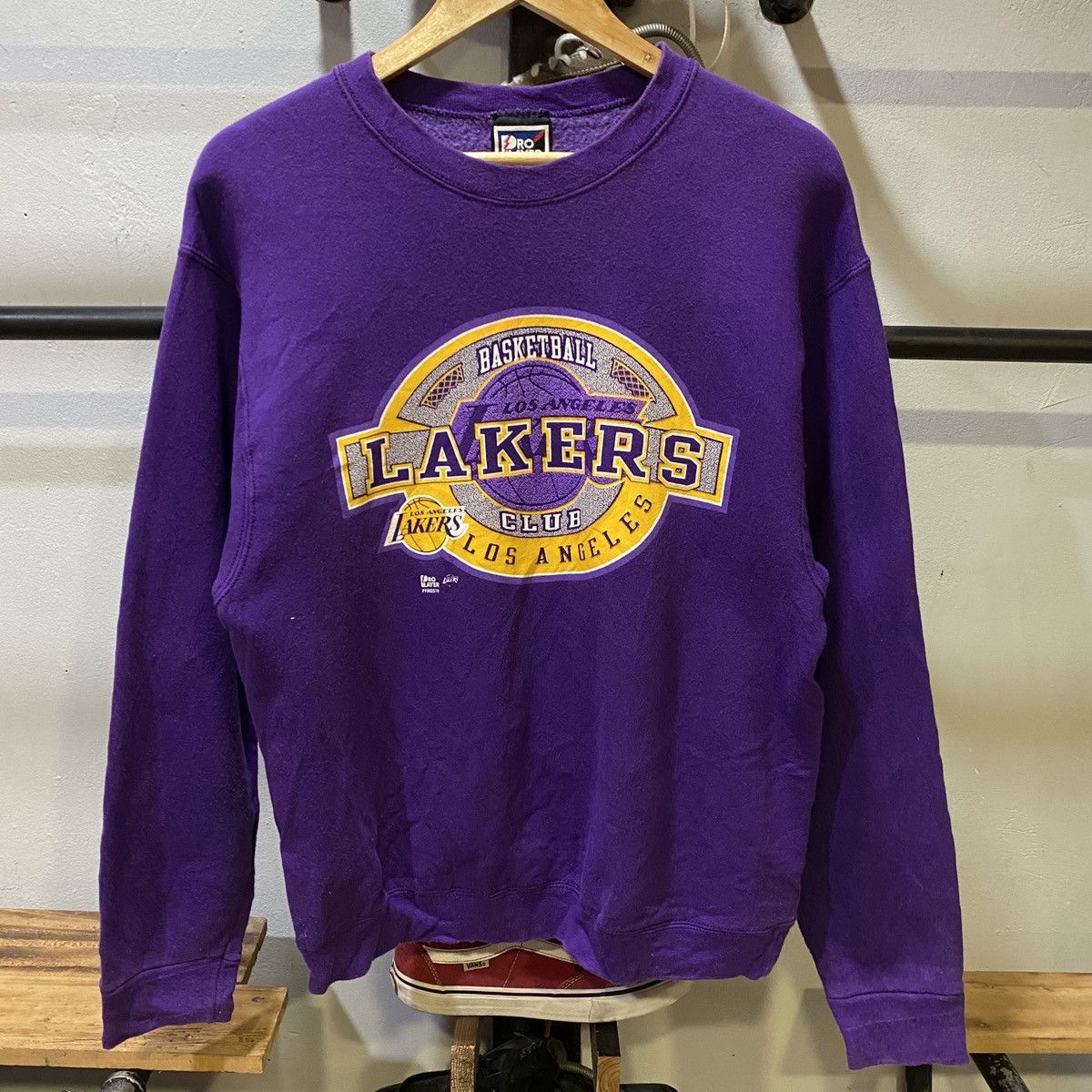 image of L A Lakers x Pro Player Vintagel.a. Lakers By Pro Player Sweatshirt Like New in Dark Purple (Size M