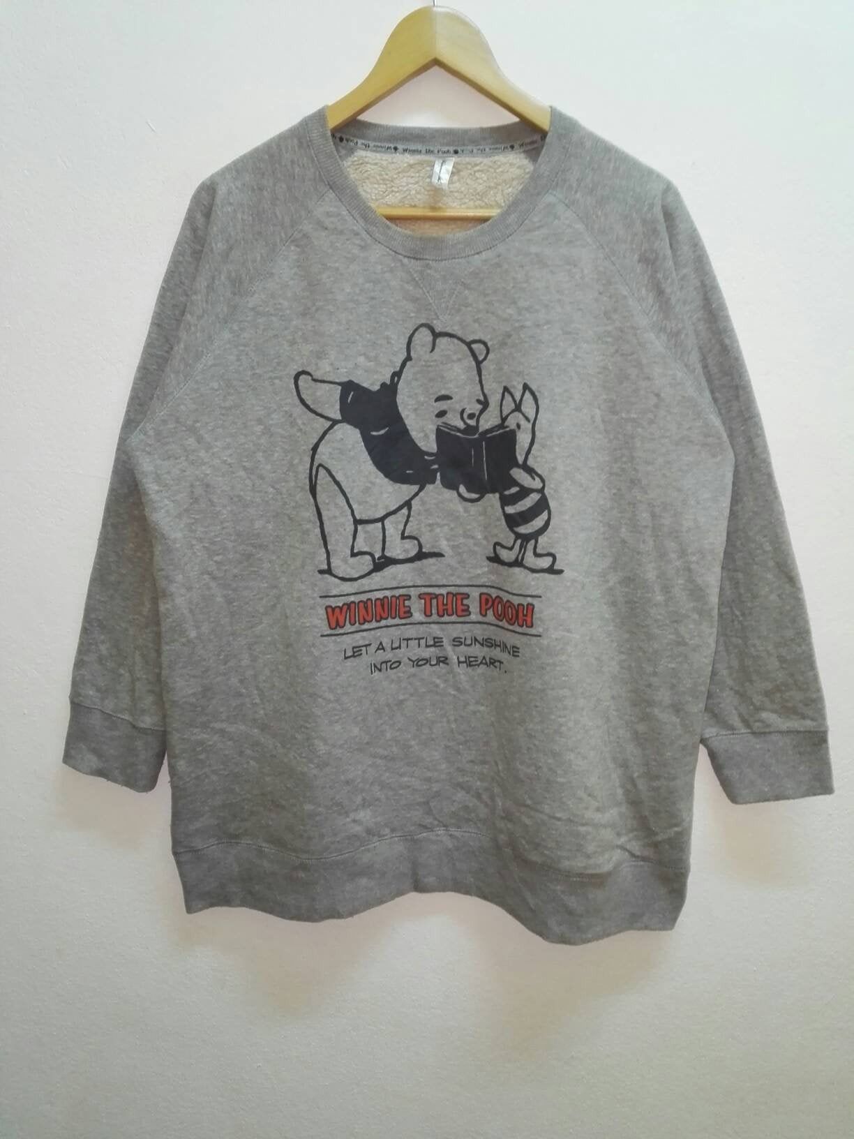 Rare! Vintage Winnie The Pooh Full Print Big Logo buy Crewneck Grey Color Pullover Jumper Sweatshirt Dia Club Walt Disney Cartoon