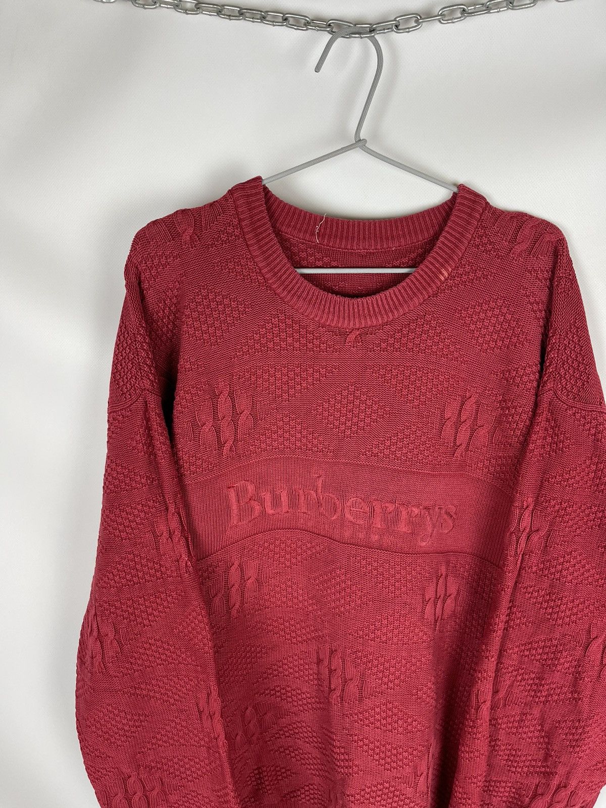 Burberry Burberrys of London vintage knit oversized sweater big logo Size US XL / EU 56 / 4 - 1 Thumbnail