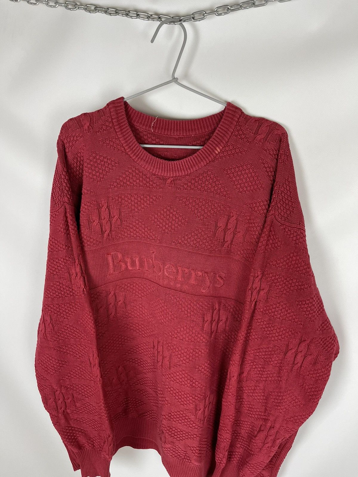 Burberry Burberrys of London vintage knit oversized sweater big logo Size US XL / EU 56 / 4 - 4 Thumbnail