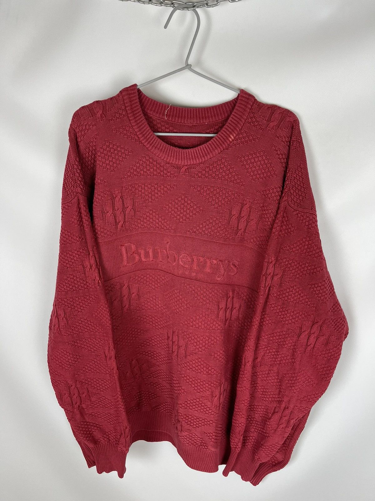 Burberry Burberrys of London vintage knit oversized sweater big logo Size US XL / EU 56 / 4 - 6 Thumbnail