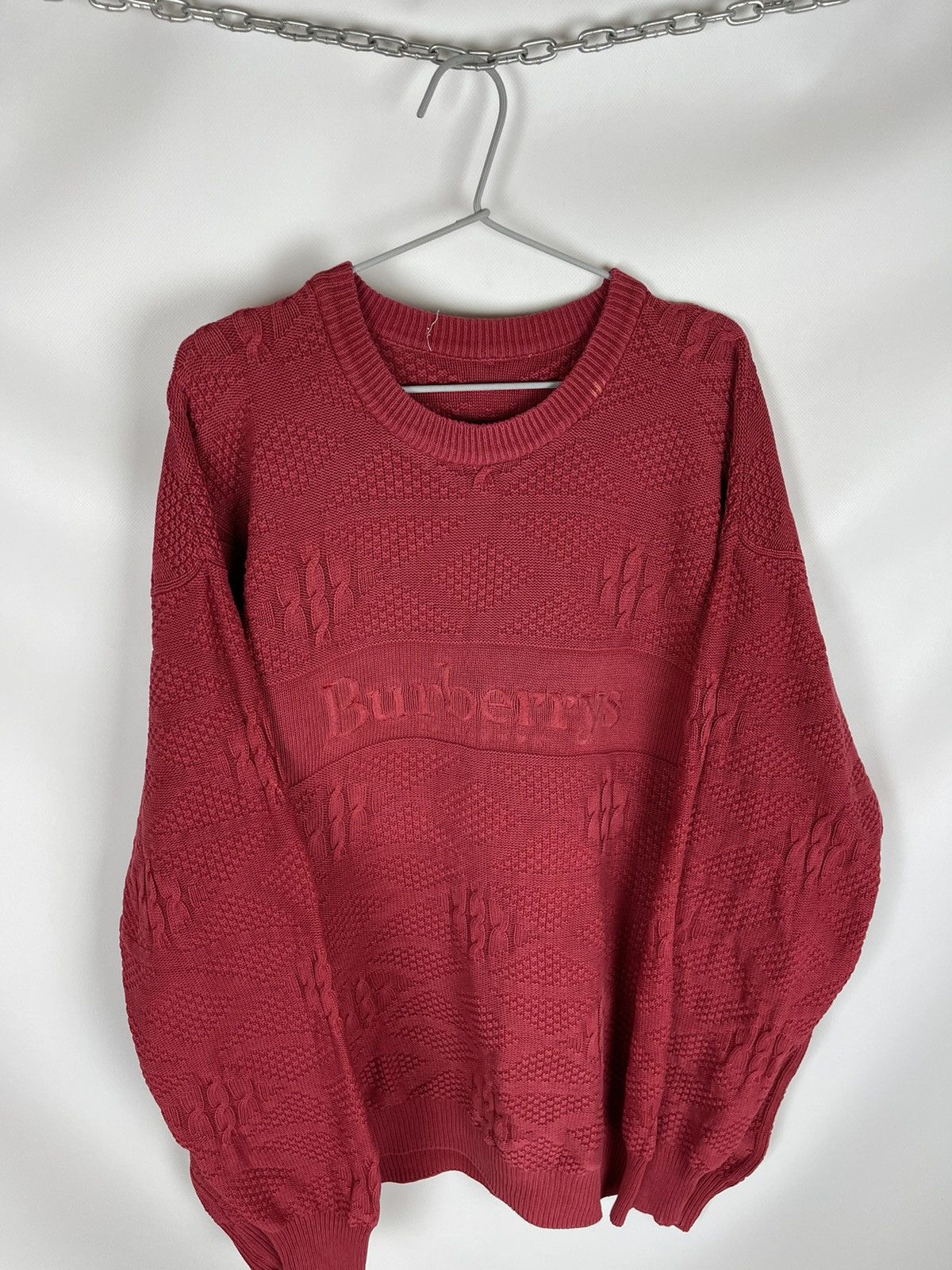 Burberry Burberrys of London vintage knit oversized sweater big logo Size US XL / EU 56 / 4 - 3 Thumbnail