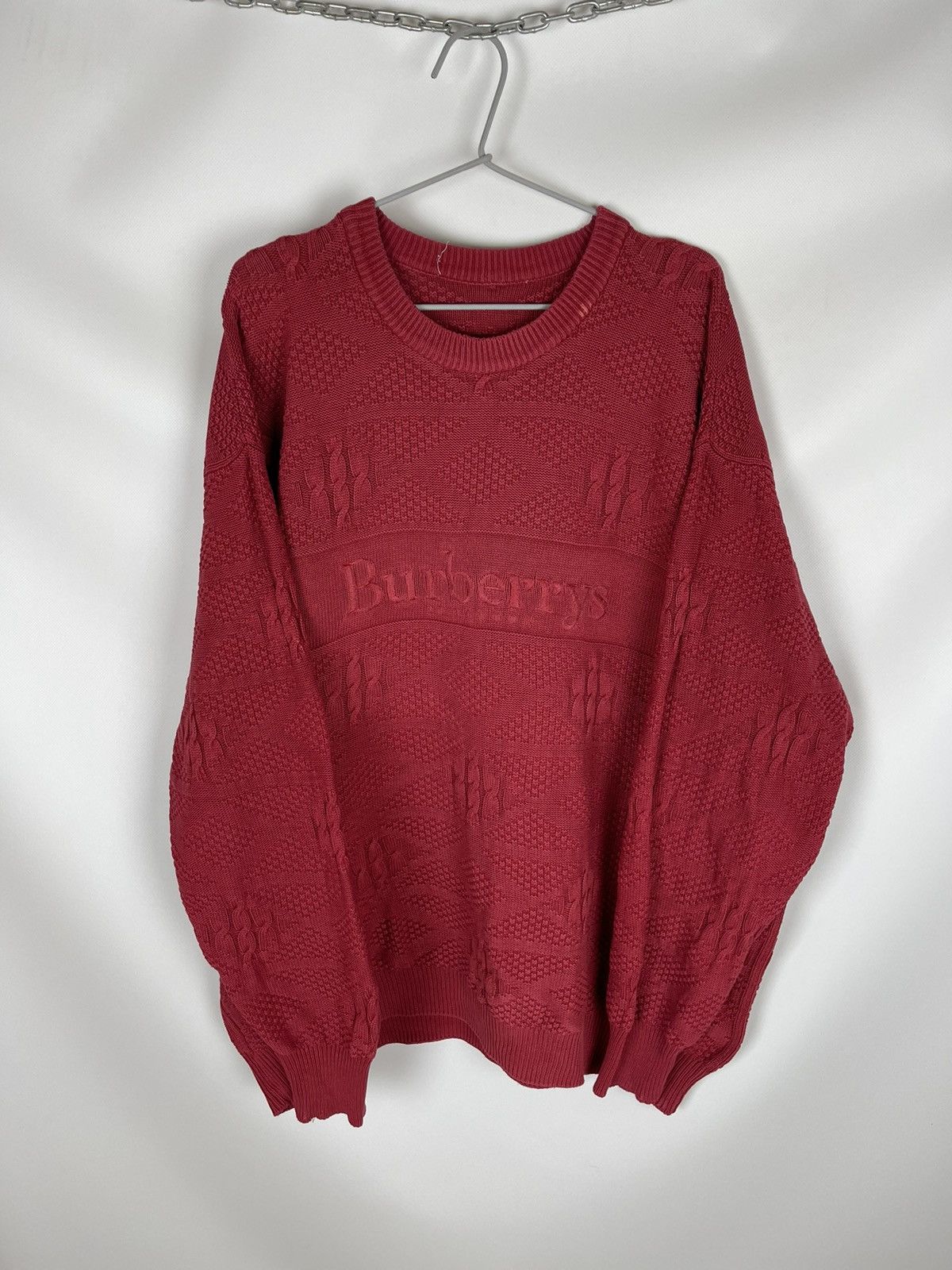 Burberry Burberrys of London vintage knit oversized sweater big logo Size US XL / EU 56 / 4 - 2 Thumbnail