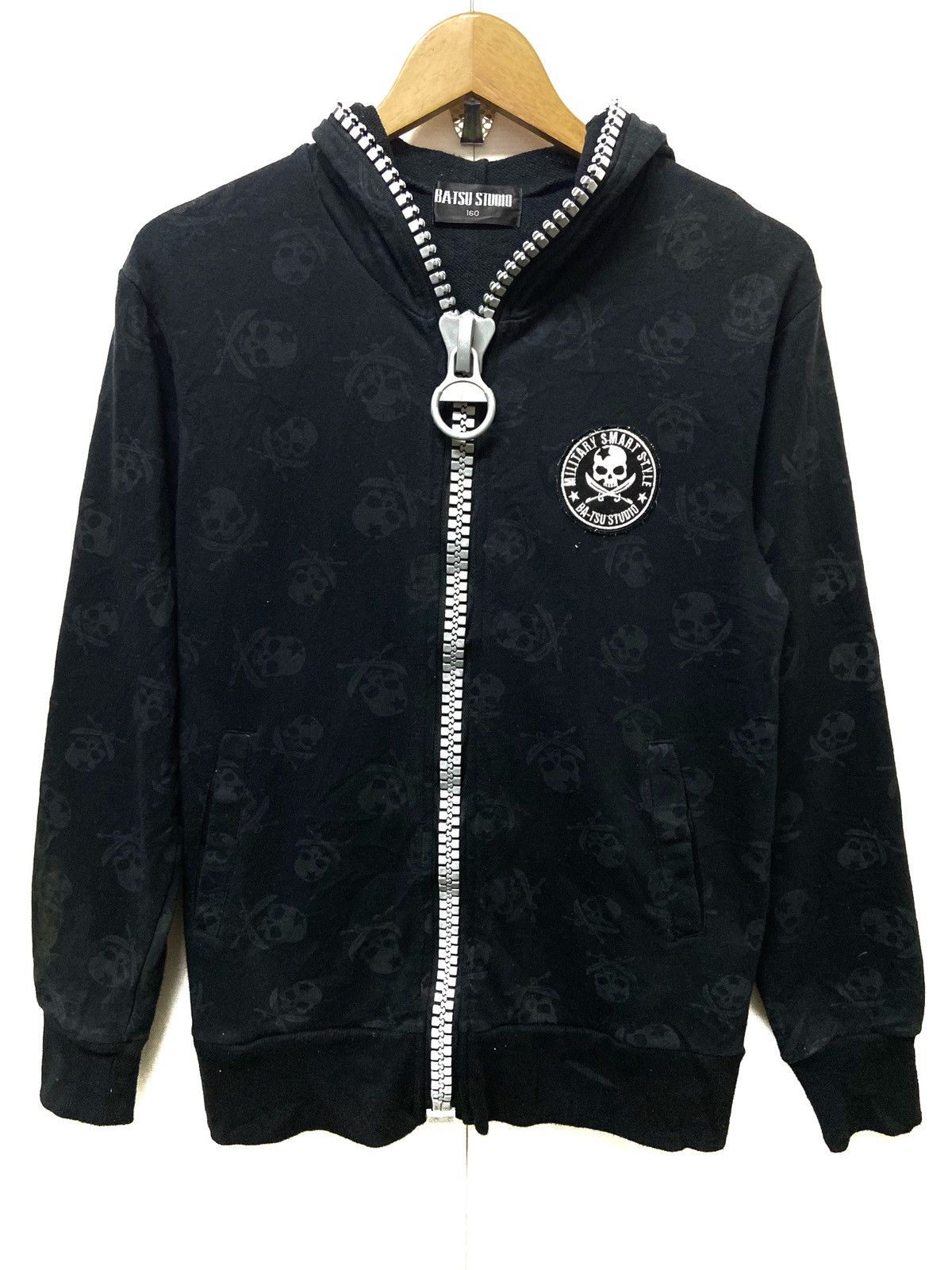 Japanese Brand Ba-Tsu Full Print Skull Full Zipper Hoodie