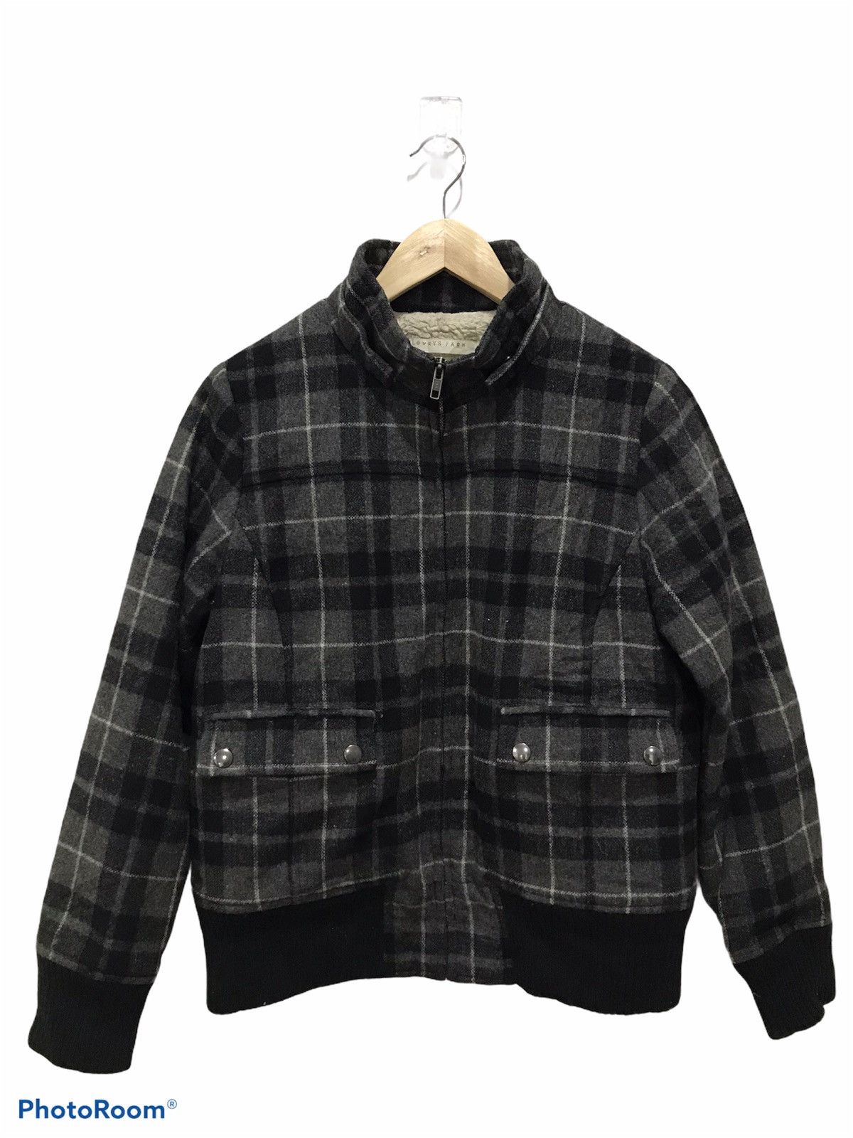 image of Lowrys Farms Inner Sheep Wool Shearling Jacket in Checkered, Men's (Size Medium)