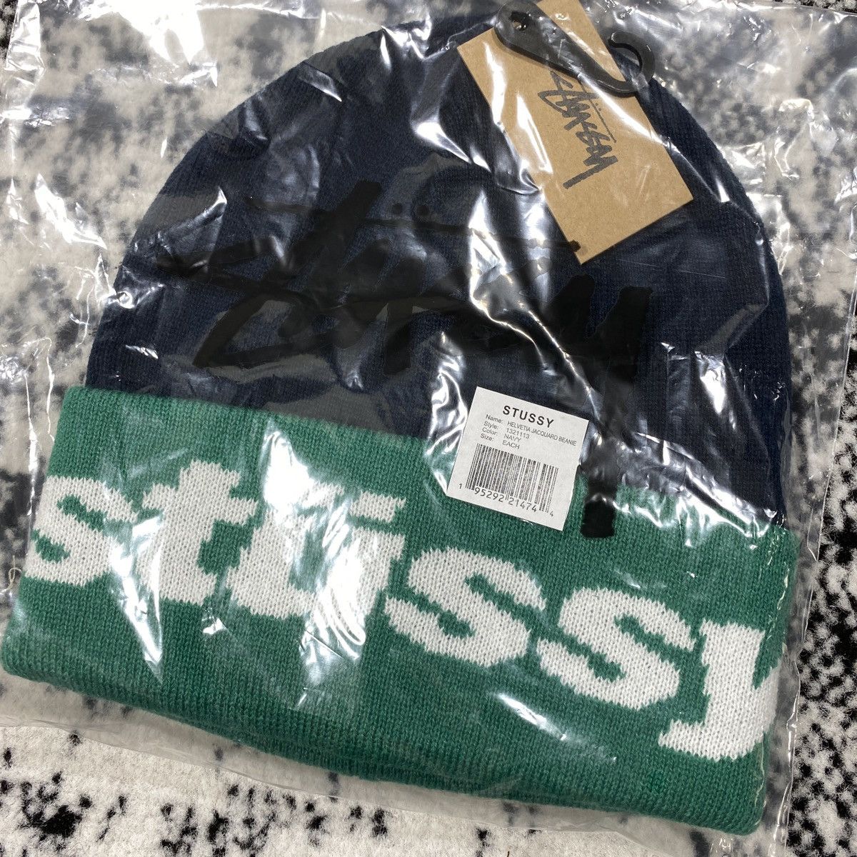 Stussy STUSSY JACQUARD BEANIE HAT NAVY Size ONE SIZE - 3 Thumbnail