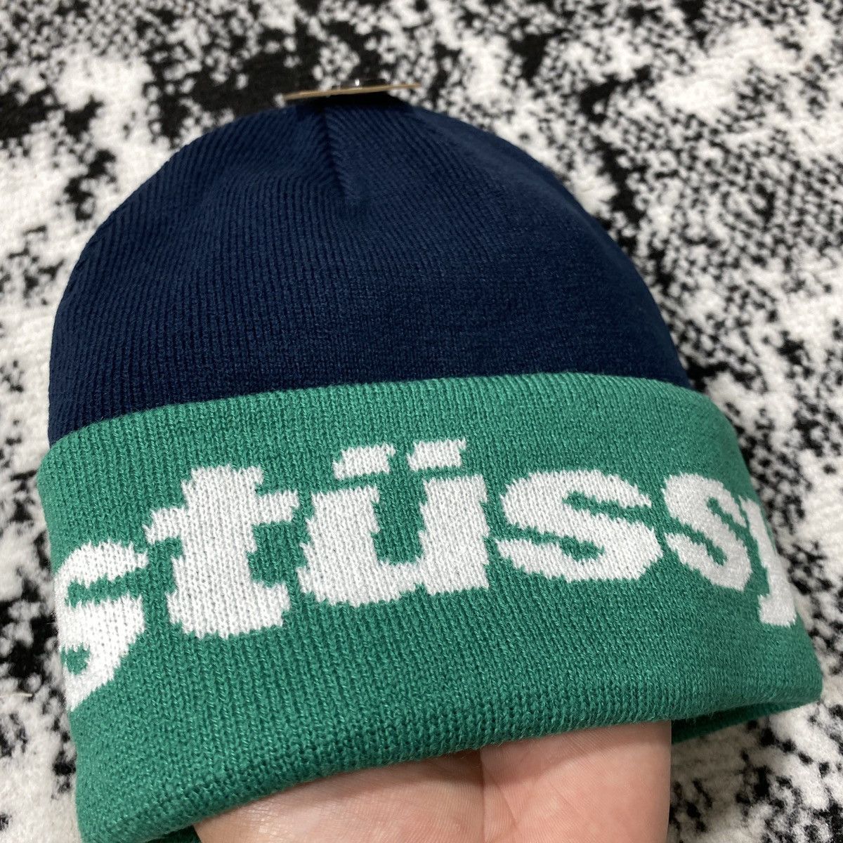 Stussy STUSSY JACQUARD BEANIE HAT NAVY Size ONE SIZE - 2 Thumbnail