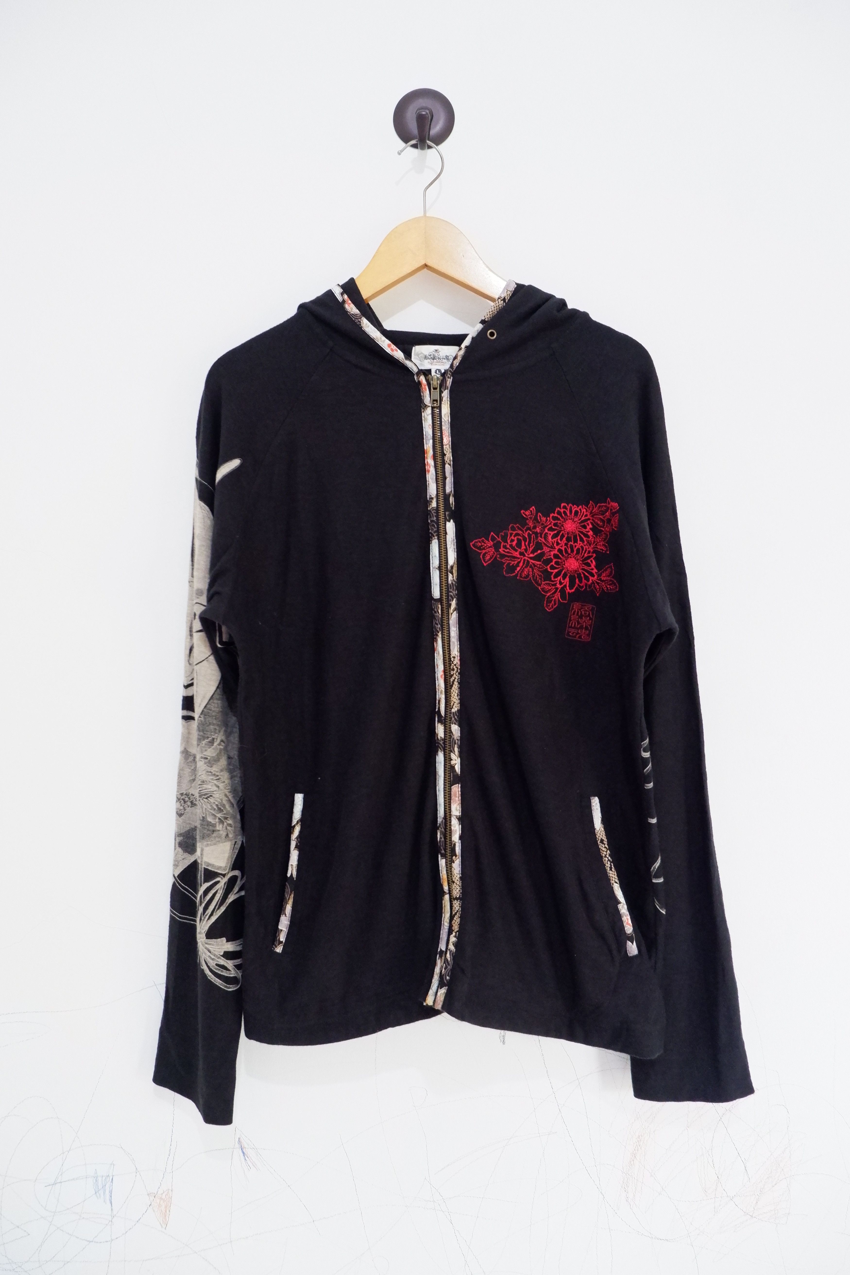 Japanese Brand Vintage Kara Kuri Tamashi Embroidered Zip Up Hoodie Size US L / EU 52-54 / 3 - 2 Thumbnail