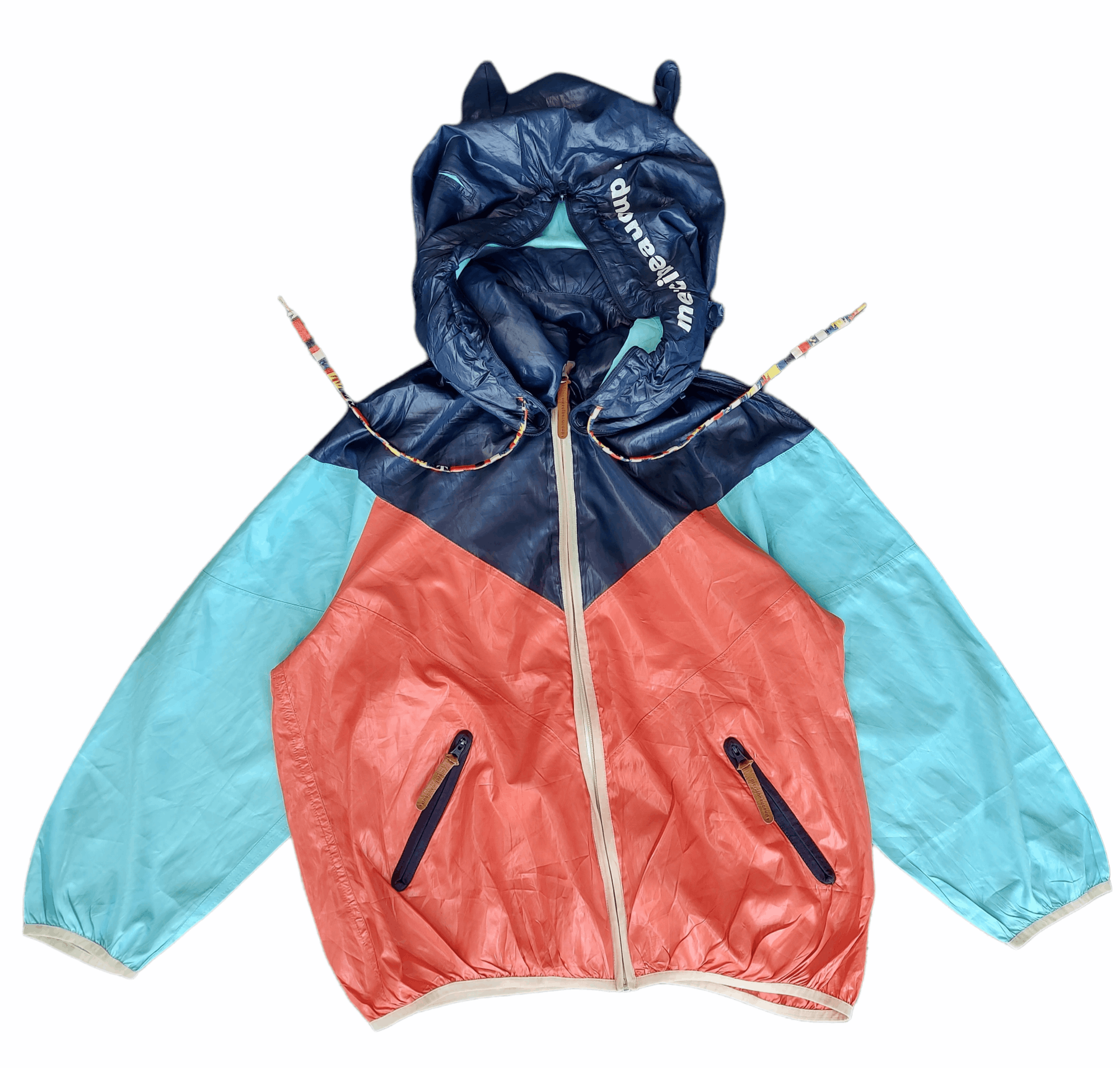 image of Issey Miyake x Mercibeaucoup Vintage 2000S Mercibeaucoup Hoodie Light Jacket in Blue Red (Size Medi