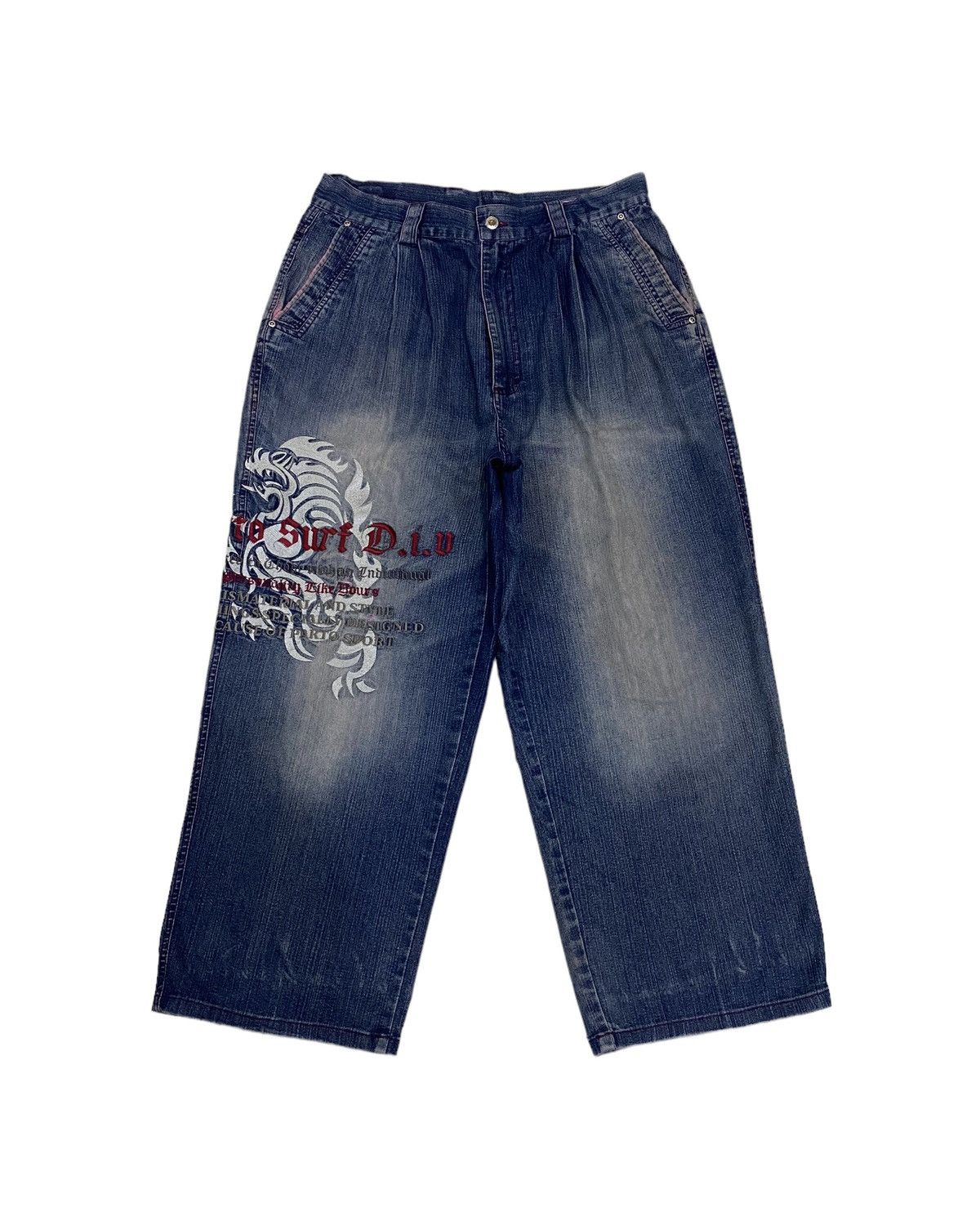If Six Was Nine BAGGY🔥VINTAGE JAPANESE PARTO JEANS EMBROIDERY DENIM JEANS Size US 33 - 1 Thumbnail