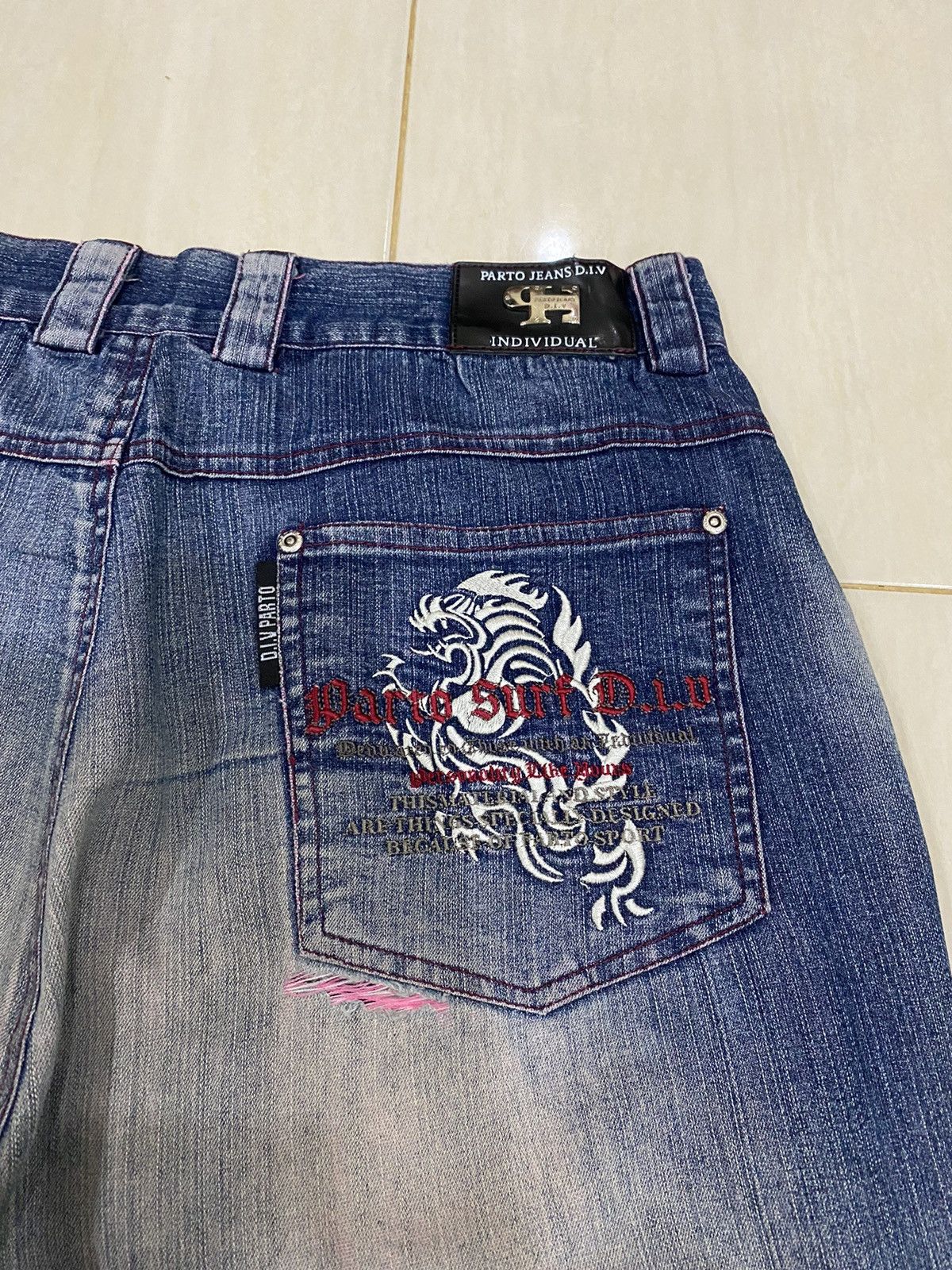 If Six Was Nine BAGGY🔥VINTAGE JAPANESE PARTO JEANS EMBROIDERY DENIM JEANS Size US 33 - 14 Thumbnail