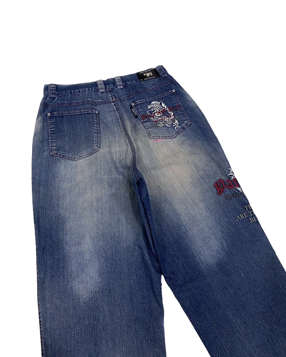 If Six Was Nine BAGGY🔥VINTAGE JAPANESE PARTO JEANS EMBROIDERY DENIM JEANS Size US 33 - 8 Thumbnail