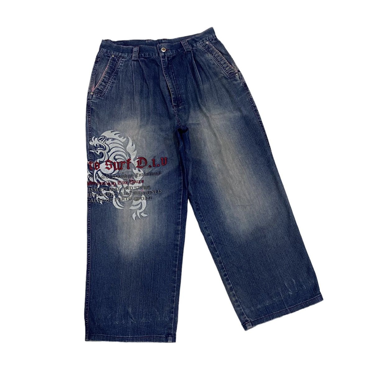 If Six Was Nine BAGGY🔥VINTAGE JAPANESE PARTO JEANS EMBROIDERY DENIM JEANS Size US 33 - 3 Thumbnail