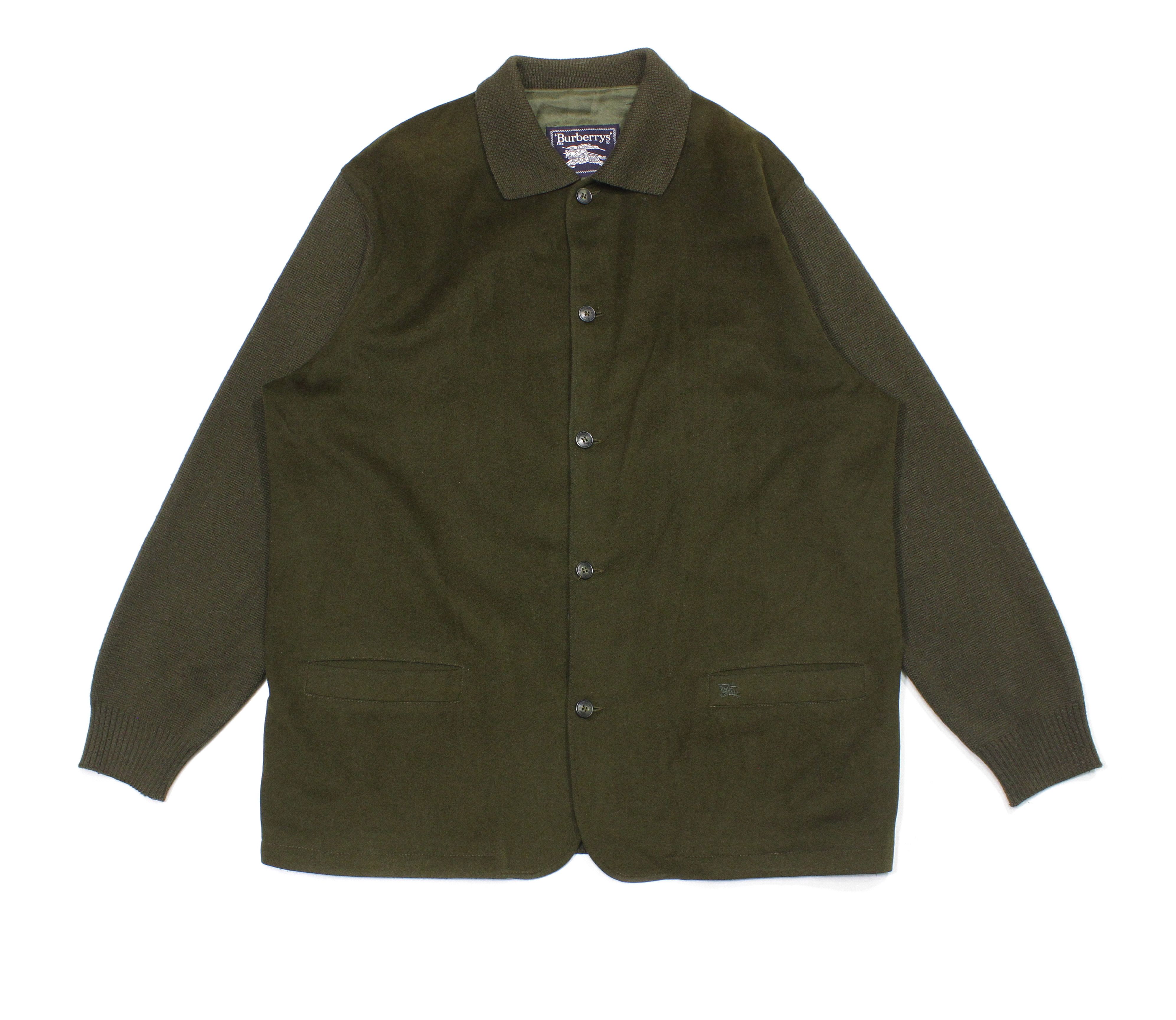 Burberry 90S Logo Wool Cardigan Vintage Size US L / EU 52-54 / 3 - 1 Thumbnail