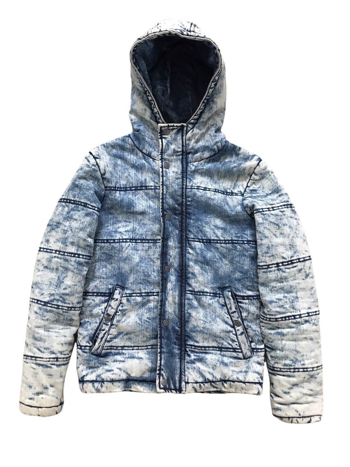 Japanese Brand CavariA Japan Acid Wash Puffer Denim Down Jacket Size US M / EU 48-50 / 2 - 1 Thumbnail